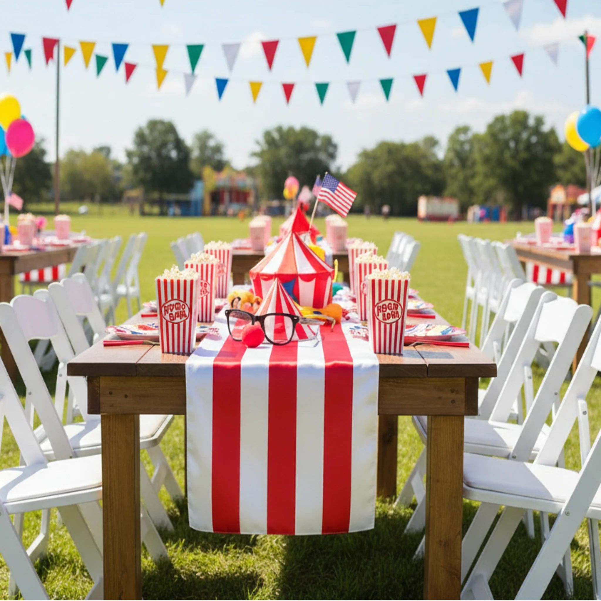 Stripe Satin Table Runner - Red & White - Image 2