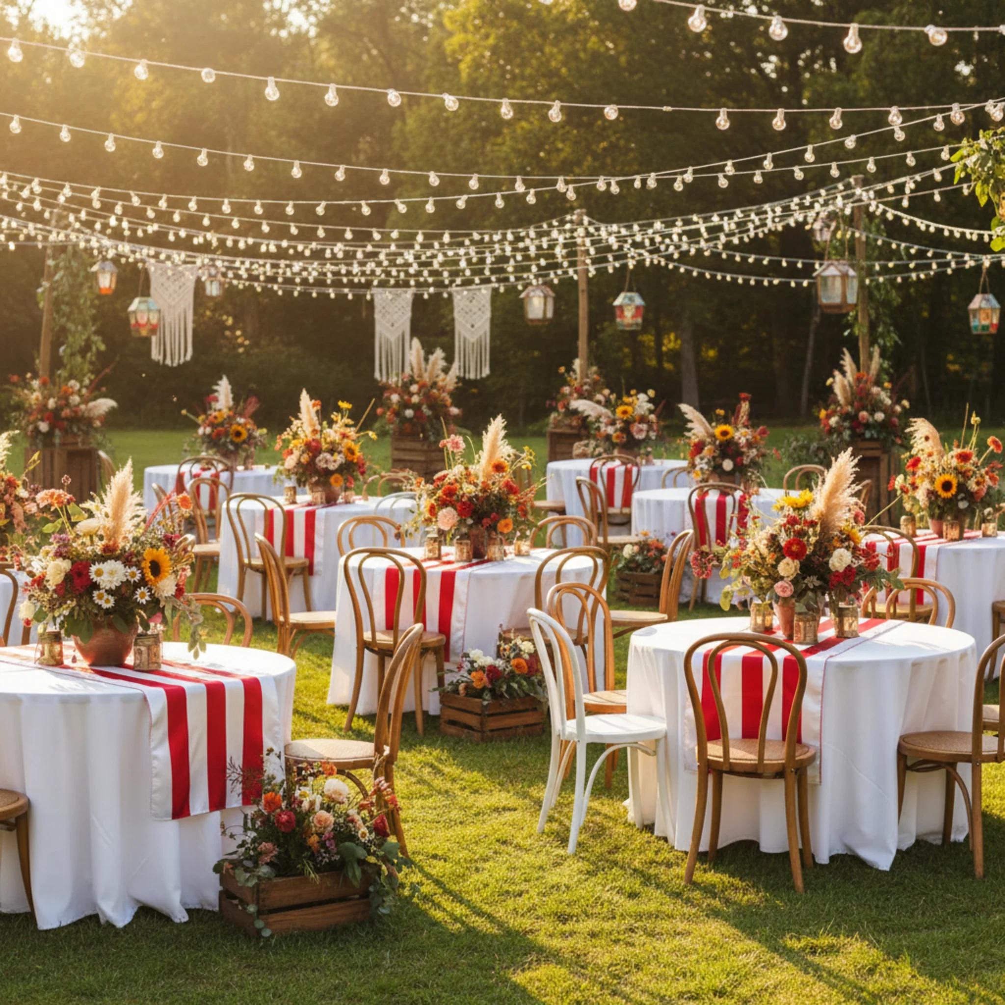 Stripe Satin Table Runner - Red & White - Image 4