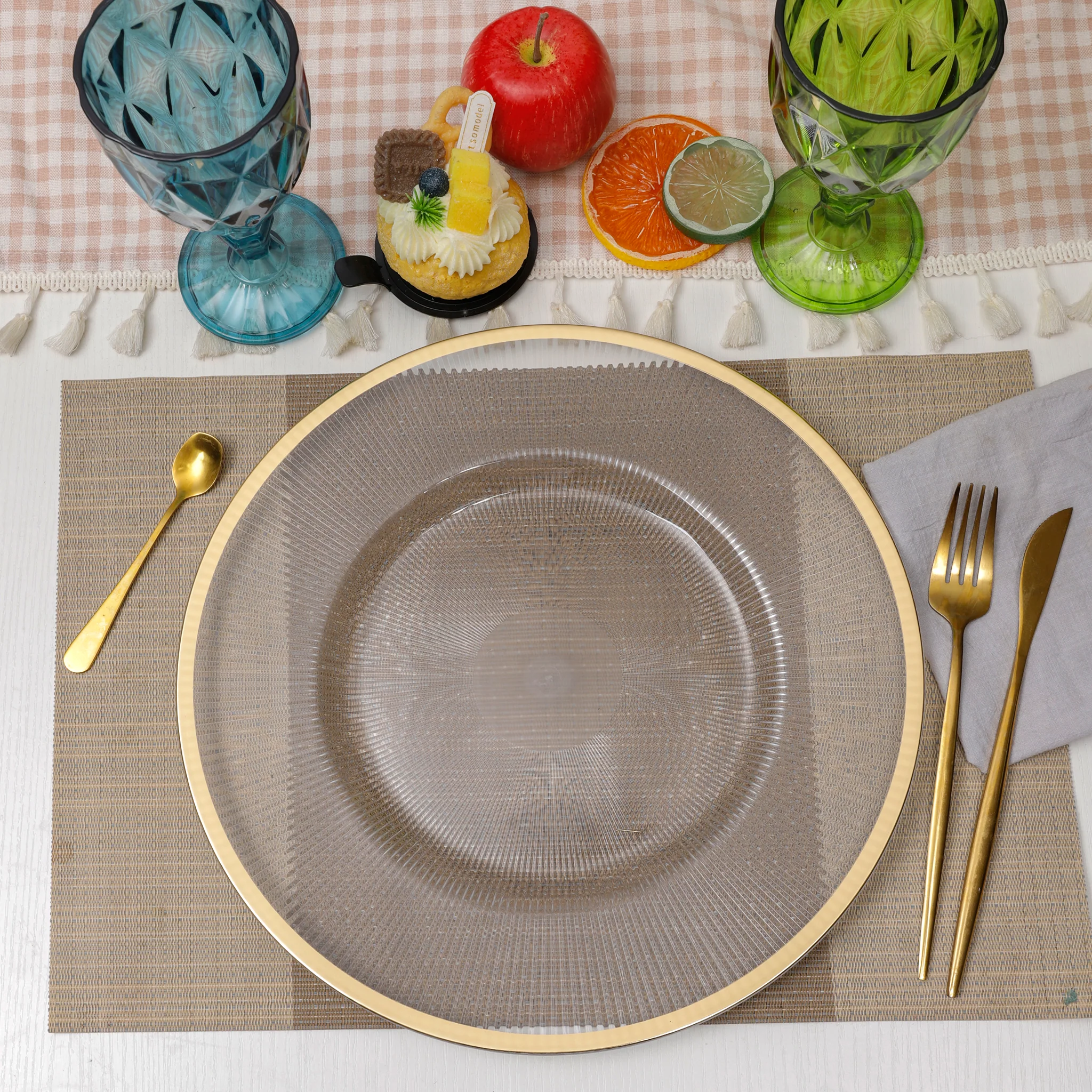 Sun Ripples 13" Charger Plates - Gold Trim - Image 5