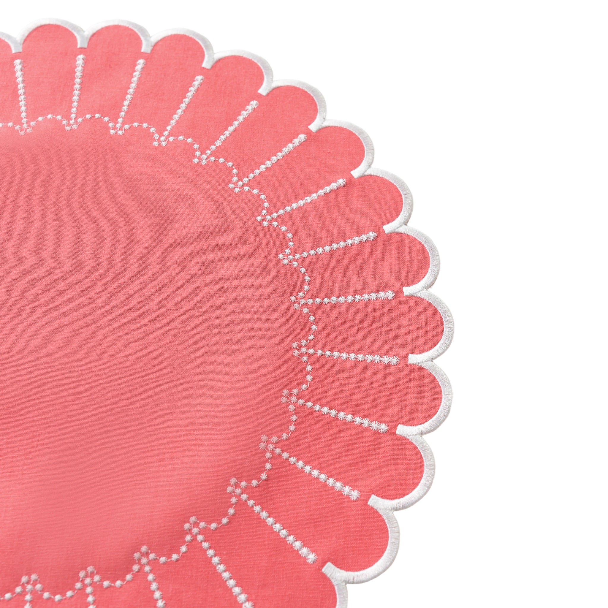 4pc/set Sunburst Edge Placemats - Coral/White Trim - Image 8
