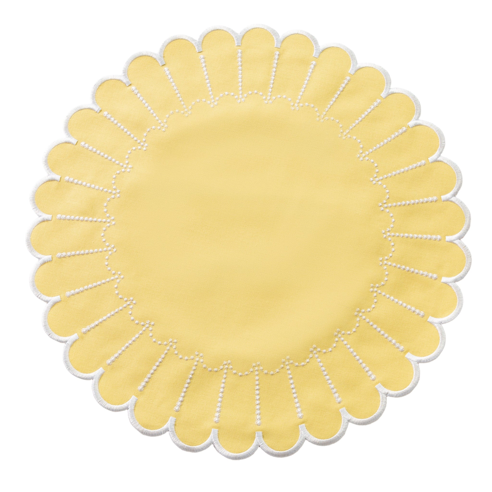 4pc/set Sunburst Edge Placemats - Pastel Yellow/White Trim - Image 3