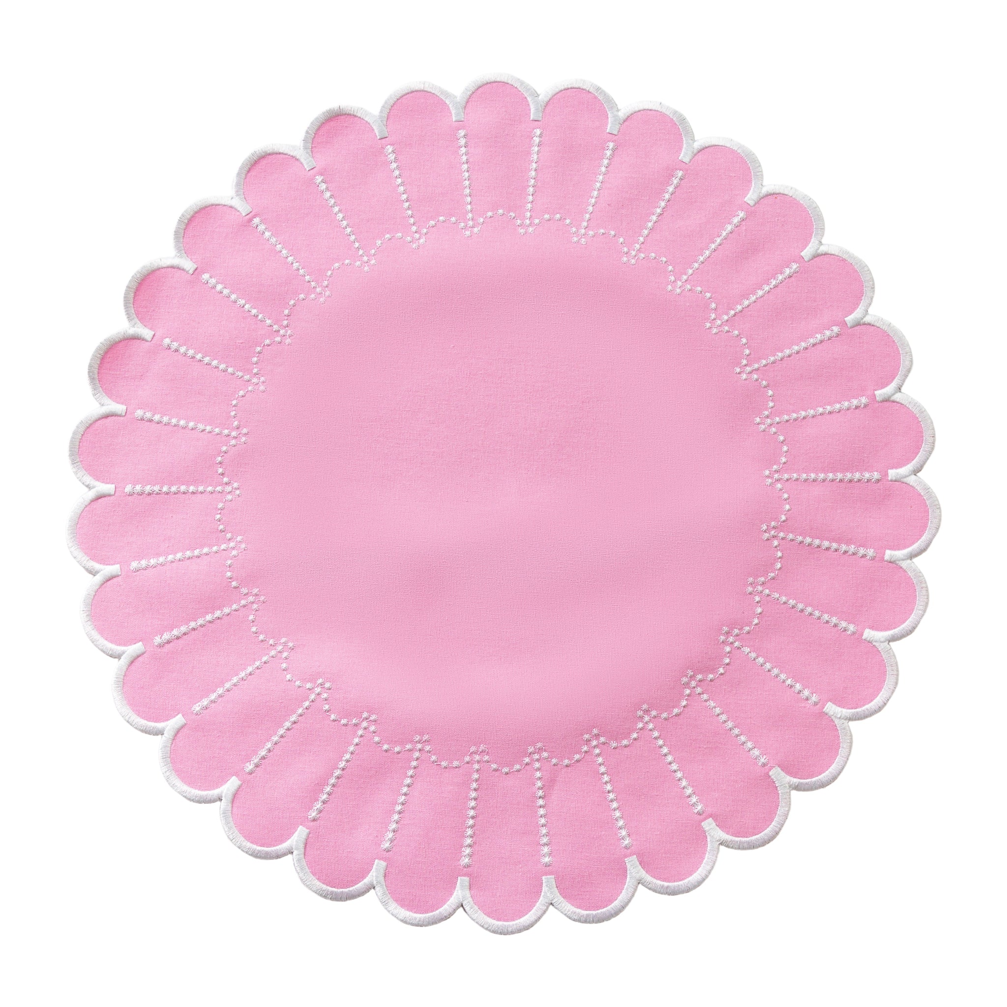 4pc/set Sunburst Edge Placemats - Pink/White Trim - Image 3