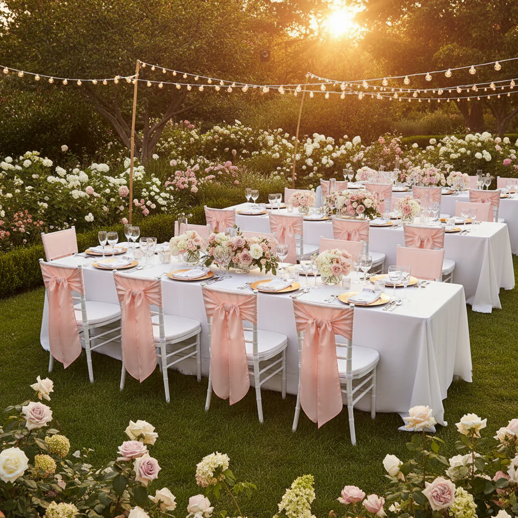 Taffeta Chair Sash/Tie - Blush/Rose Gold - Image 3