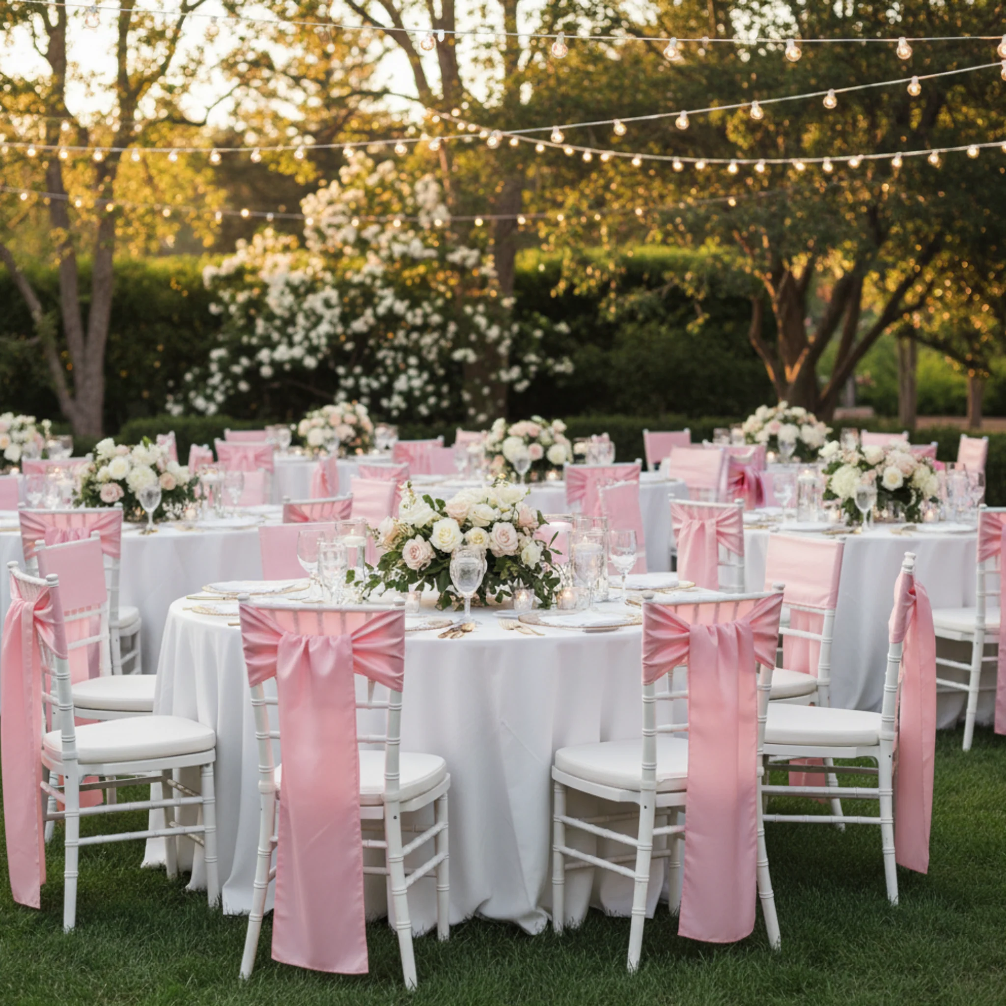 Taffeta Chair Sash/Tie - Pink - Image 2