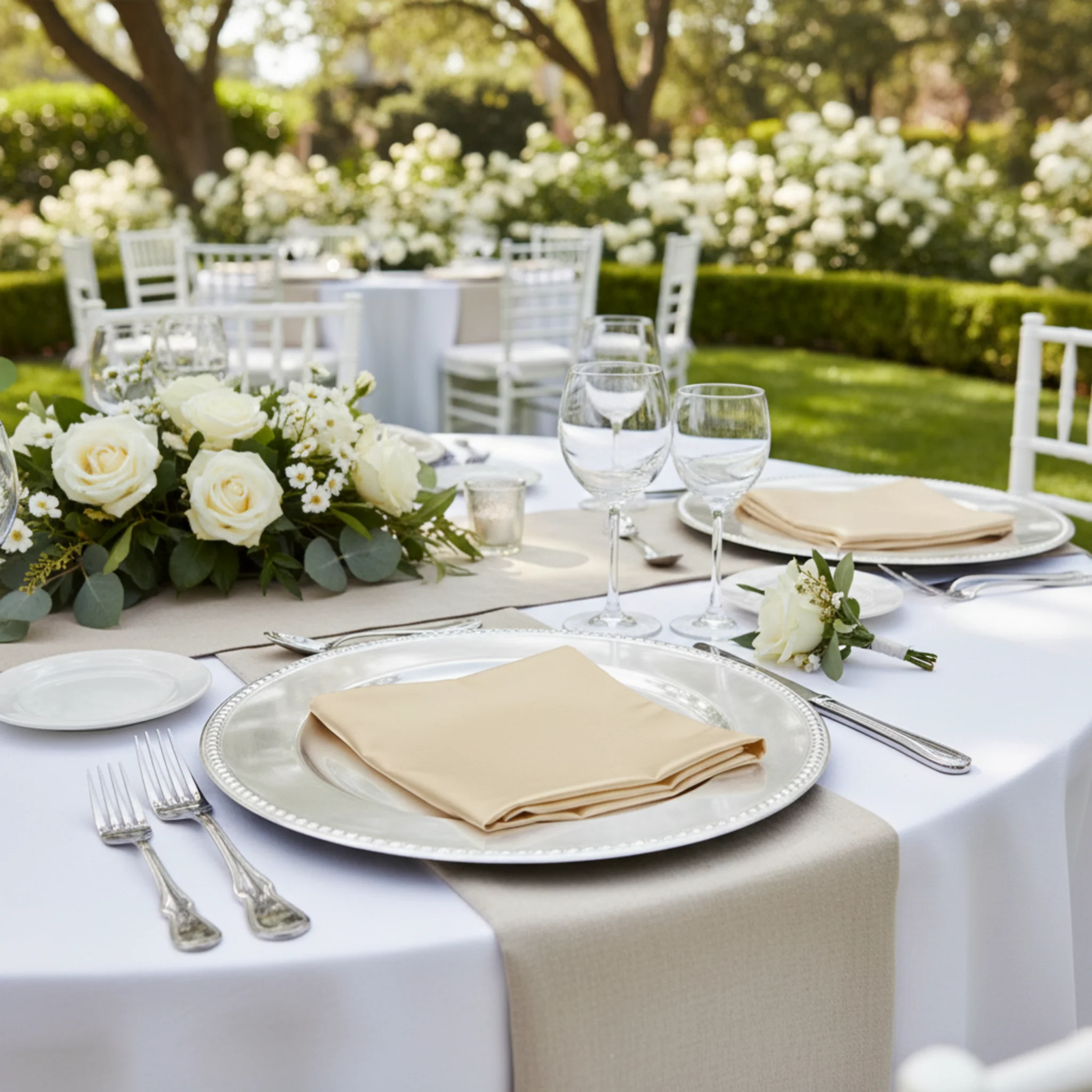 Taffeta Napkin 20"x20" - Champagne - Image 2