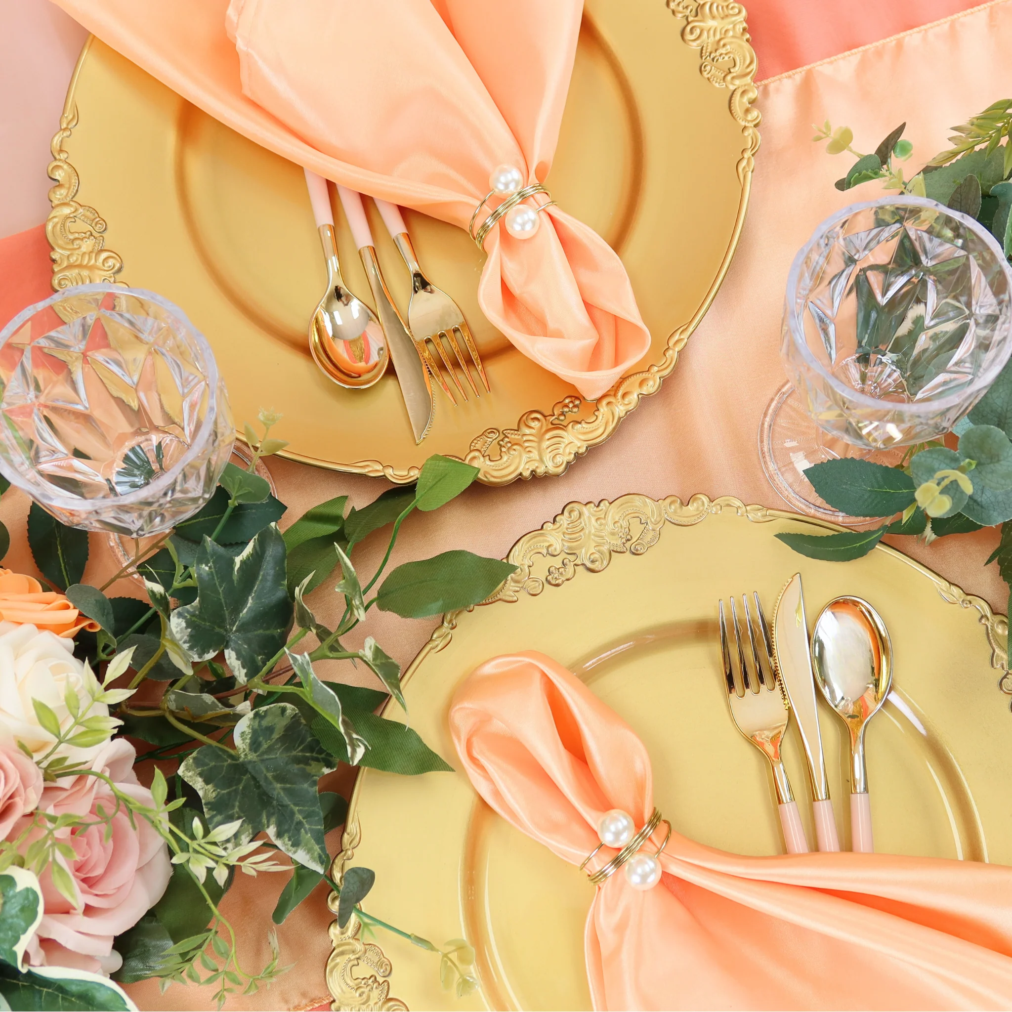 Taffeta Napkin 20"x20" - Peach - Image 2