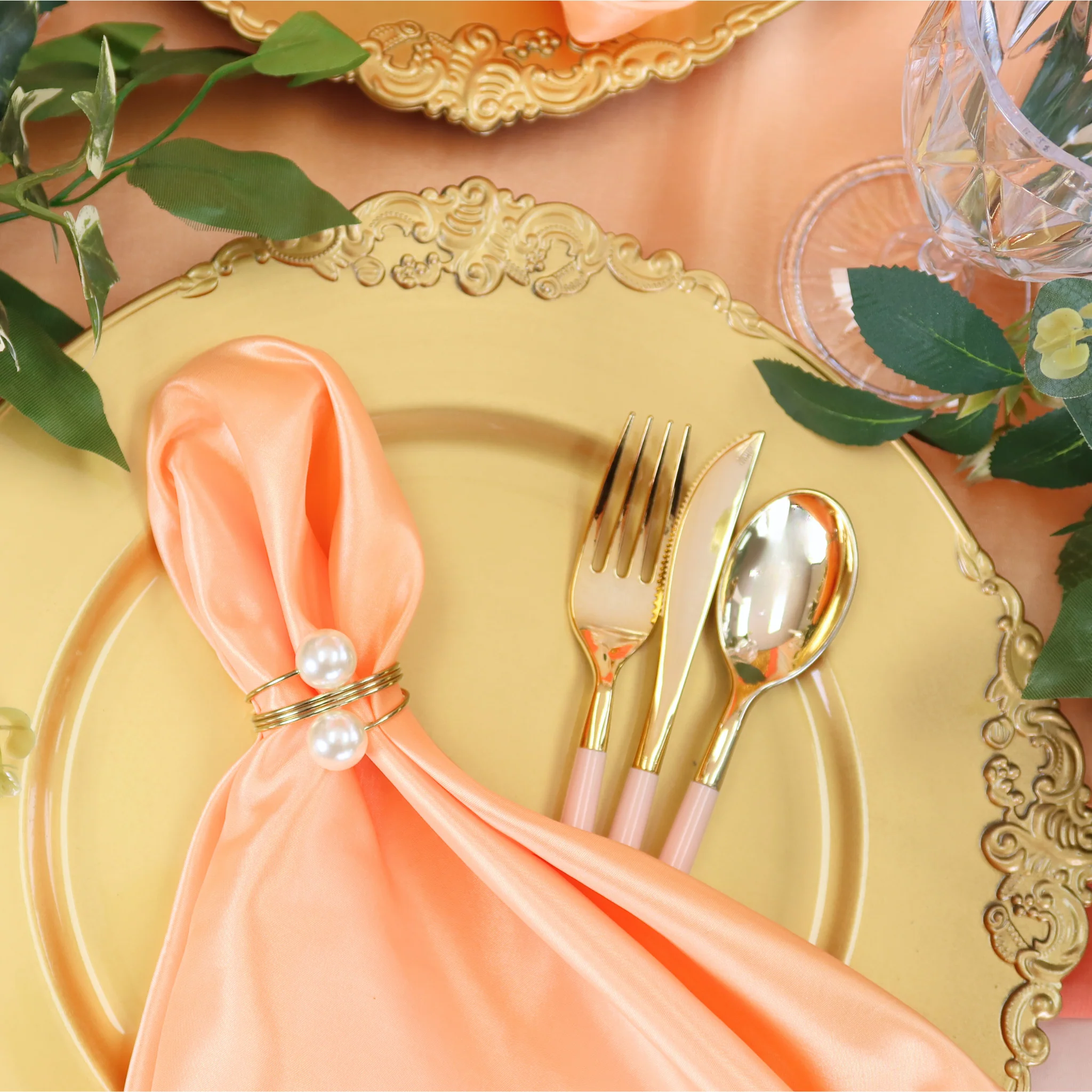 Taffeta Napkin 20"x20" - Peach - Image 3