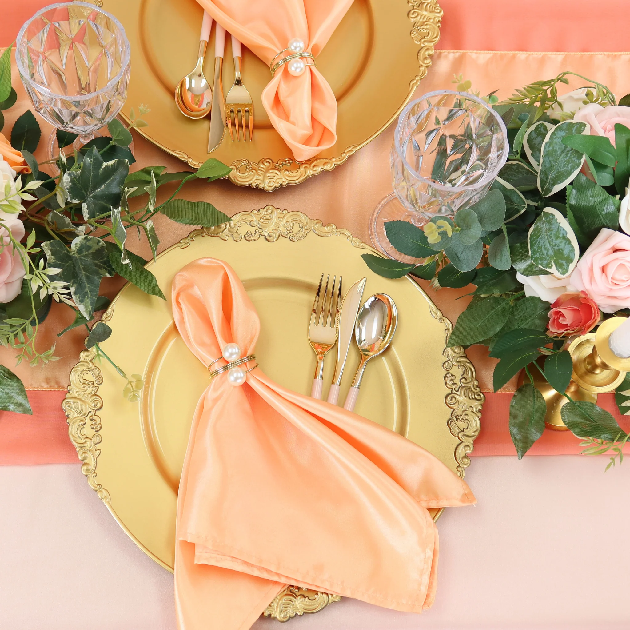 Taffeta Napkin 20"x20" - Peach - Image 4