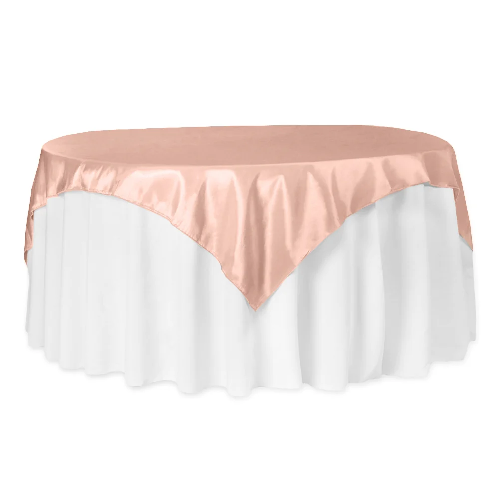 Taffeta Table Overlay Topper 72"x72" Square - Blush/Rose Gold