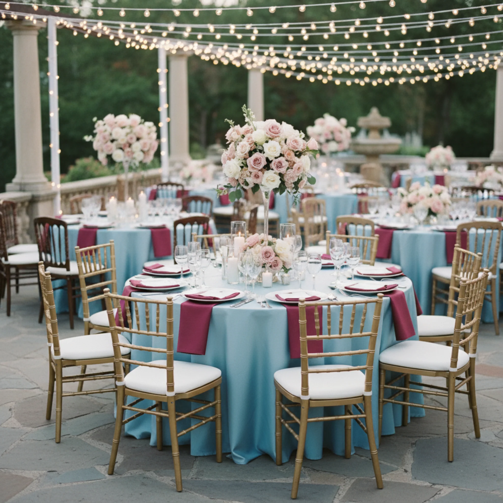 Taffeta Tablecloth 120" Round - Baby Blue - Image 2