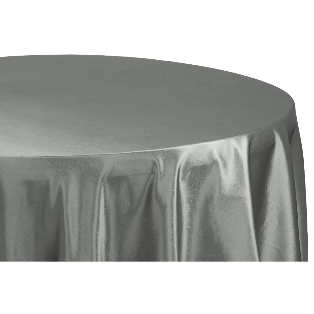 Taffeta Tablecloth 120" Round - Gray/Silver - Image 2