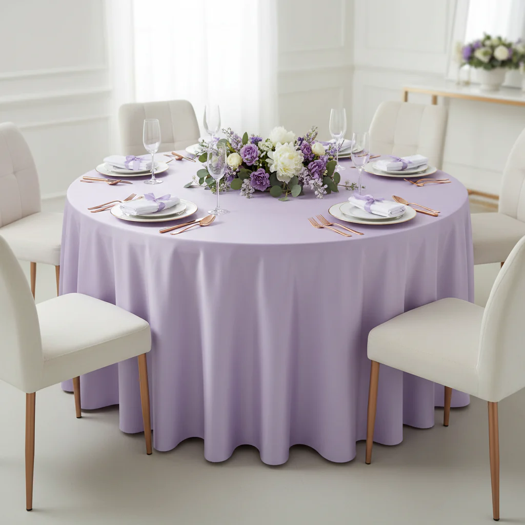 Taffeta Tablecloth 120" Round - Lavender