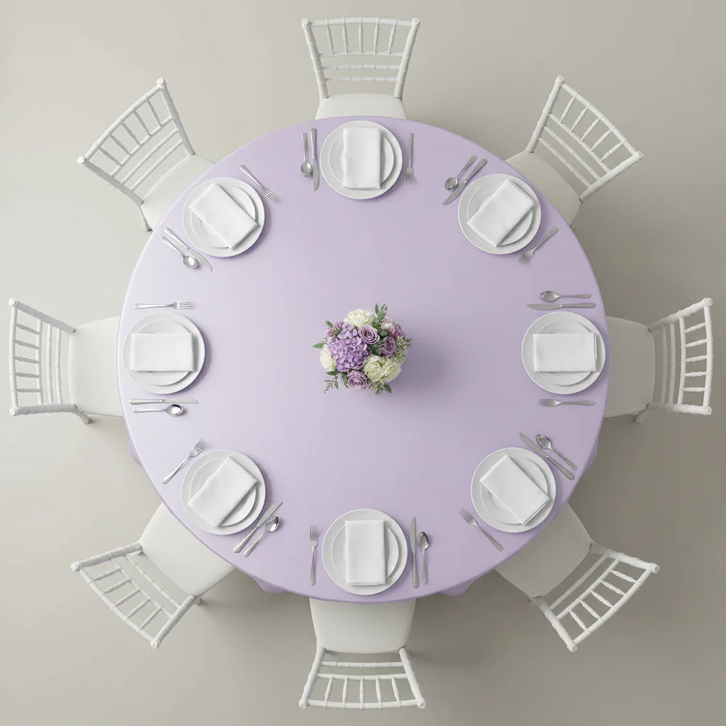 Taffeta Tablecloth 120" Round - Lavender - Image 5