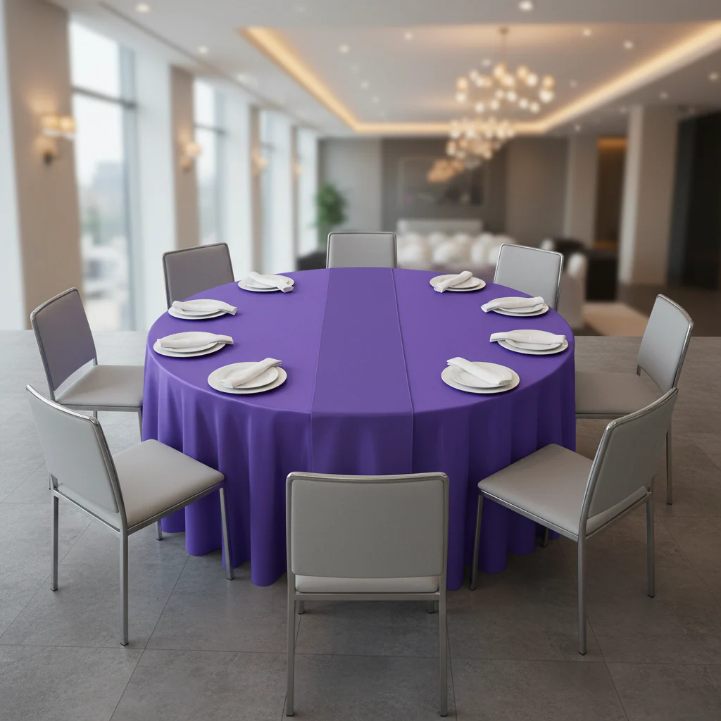 Taffeta Tablecloth 120" Round - Purple - Image 2