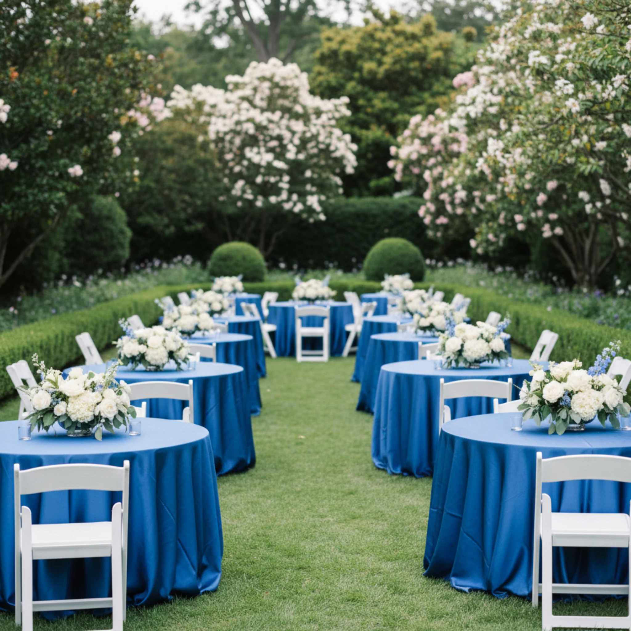 Taffeta Tablecloth 120" Round - Royal Blue - Image 5