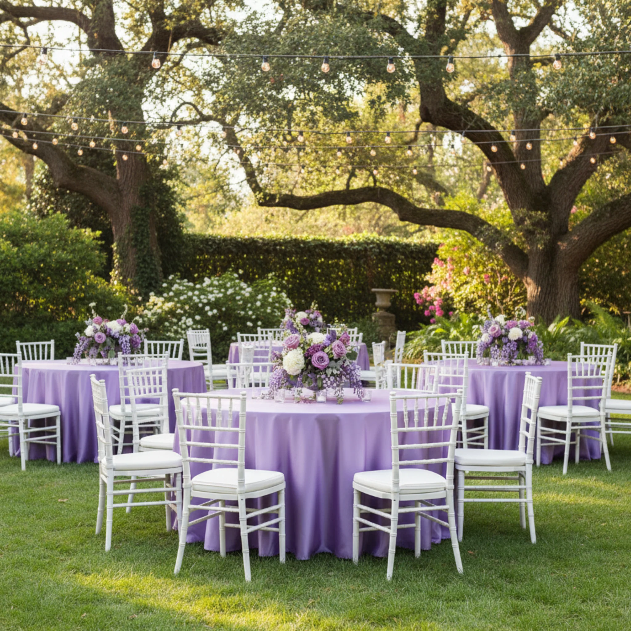 Taffeta Tablecloth 120" Round - Victorian Lilac/Wisteria - Image 4