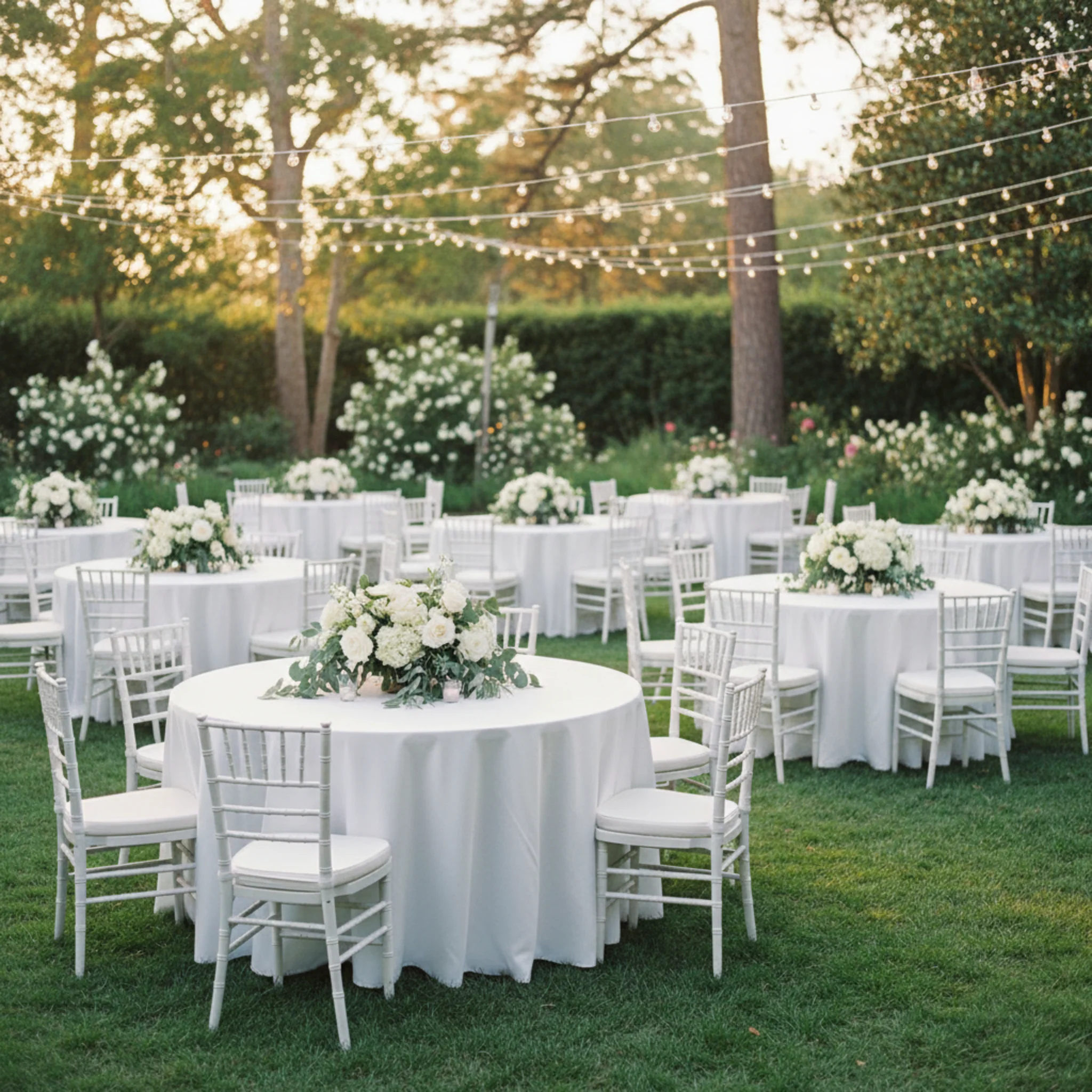 Taffeta Tablecloth 120" Round - White - Image 4