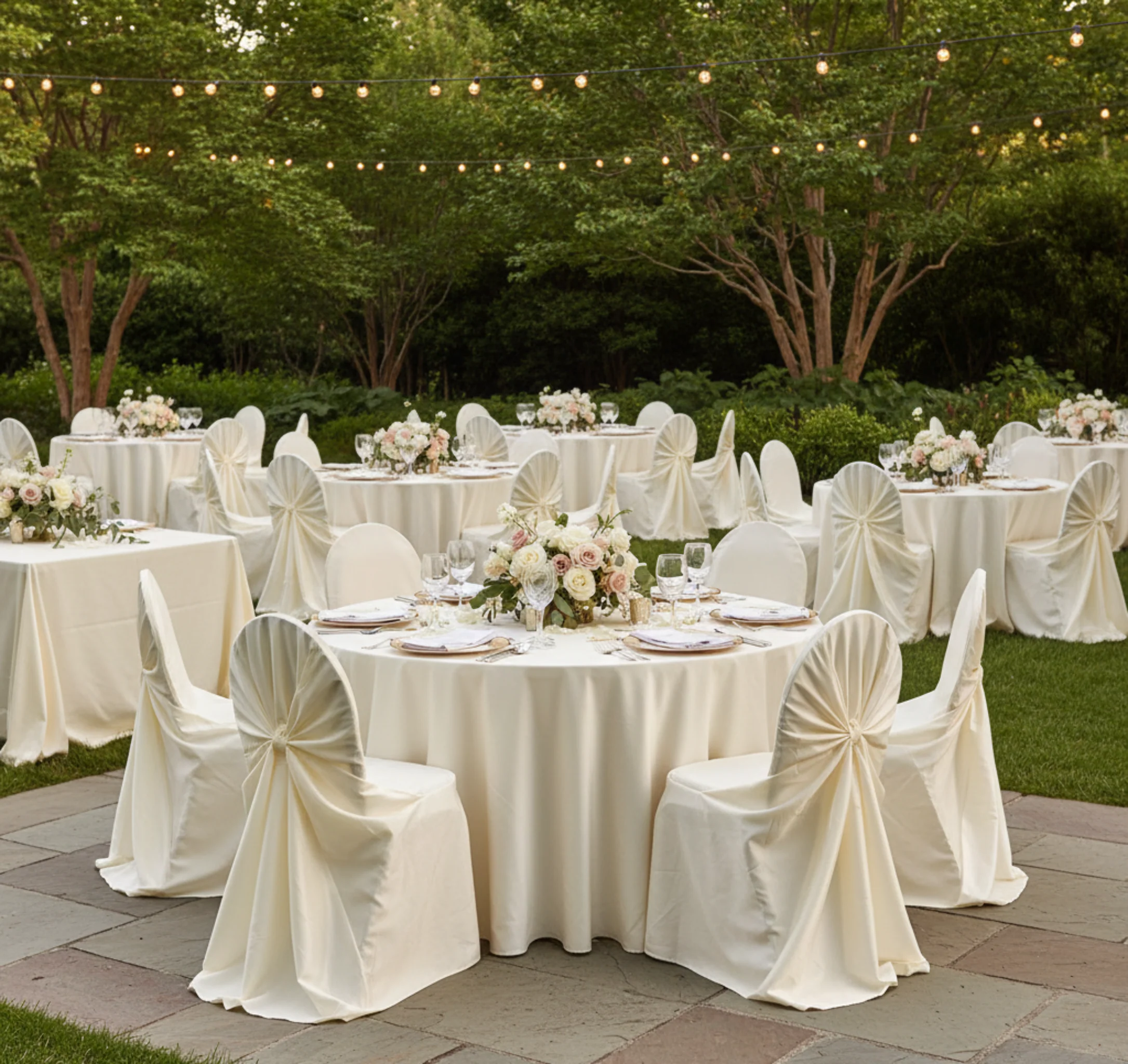 Taffeta Universal Self Tie Chair Cover - Ivory - Image 6