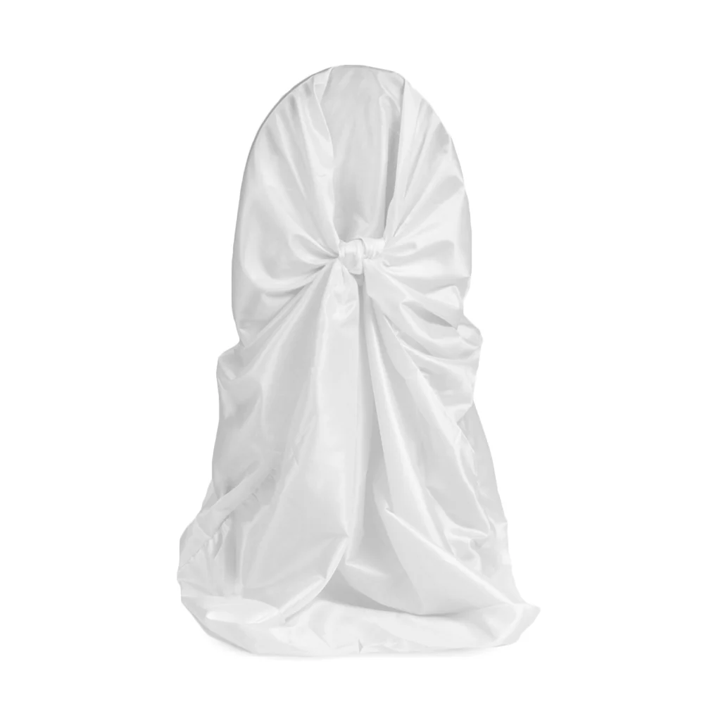 Taffeta Universal Self Tie Chair Cover - White - Image 2
