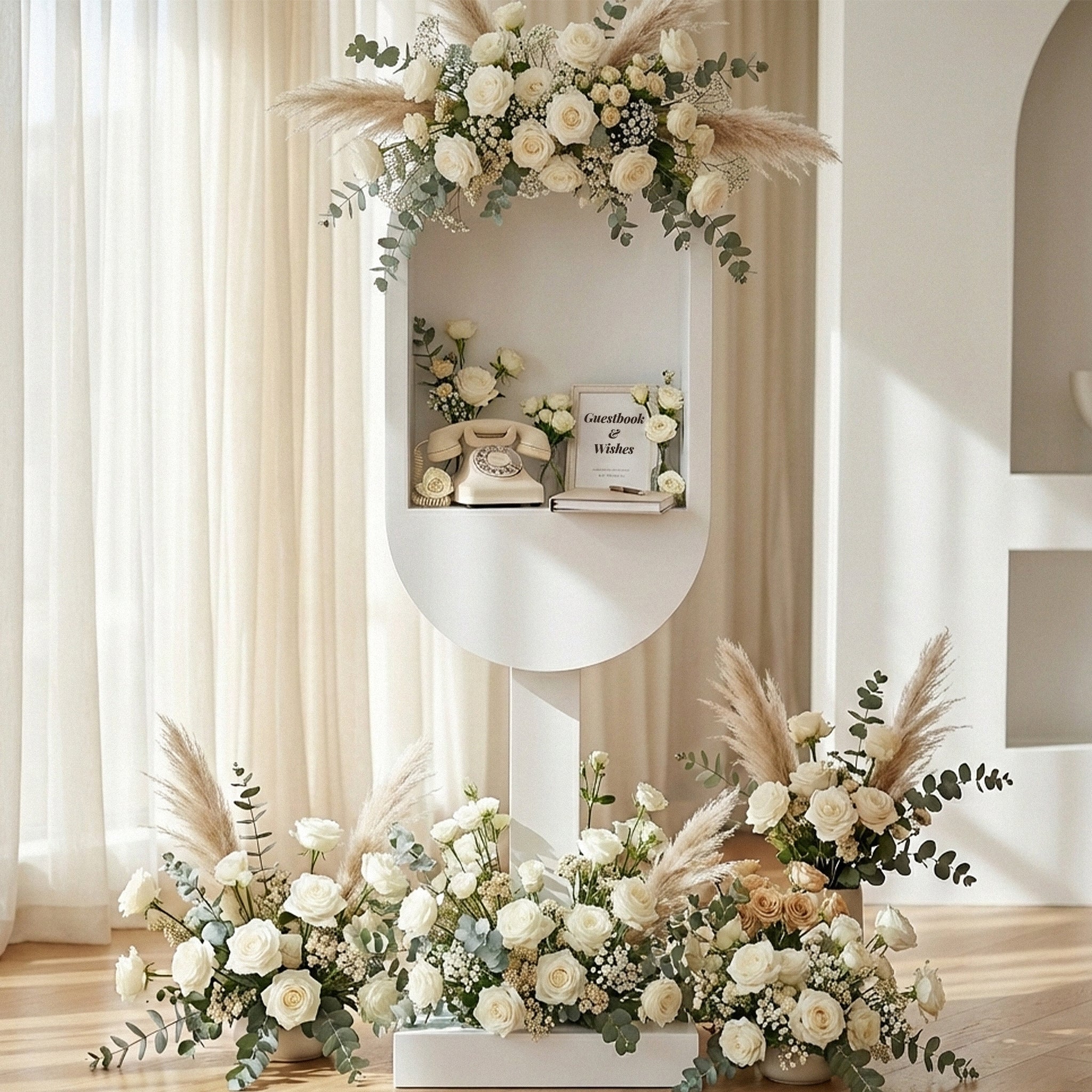 Telephone/Guestbook Booth Prop Display Stand - White