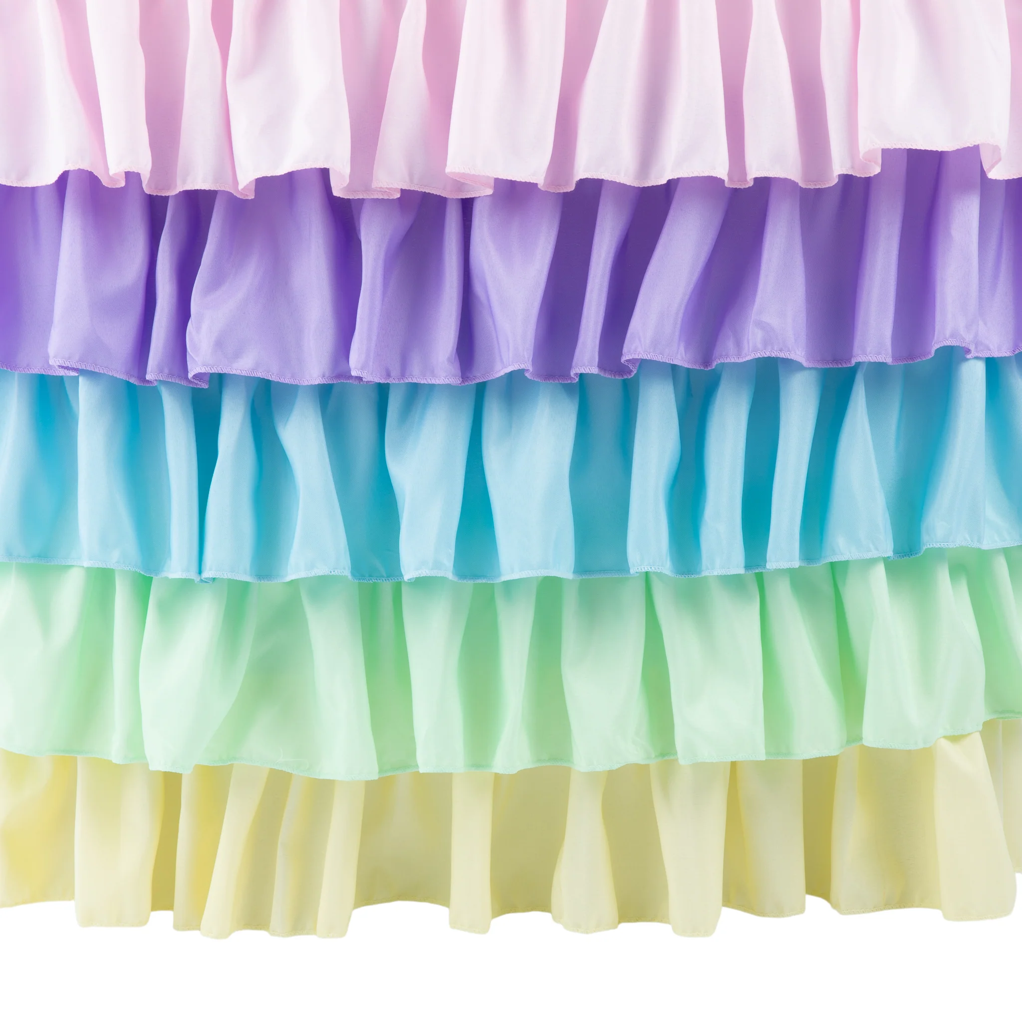 Ruffled 5 Tier Pastel Rainbow Table Skirt 17ft Polyester - Image 2