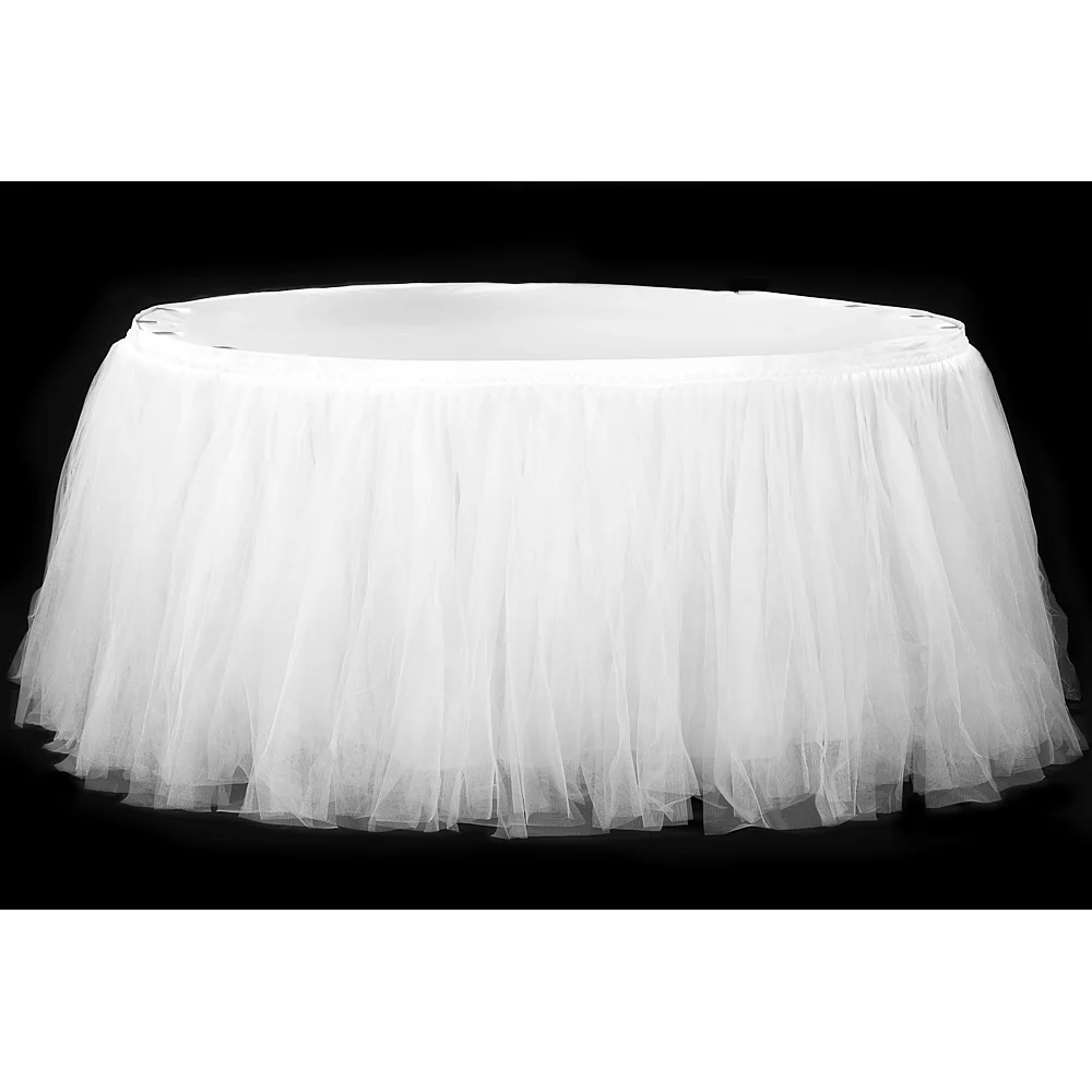 Tulle Tutu 17ft Table Skirt - White - Image 3