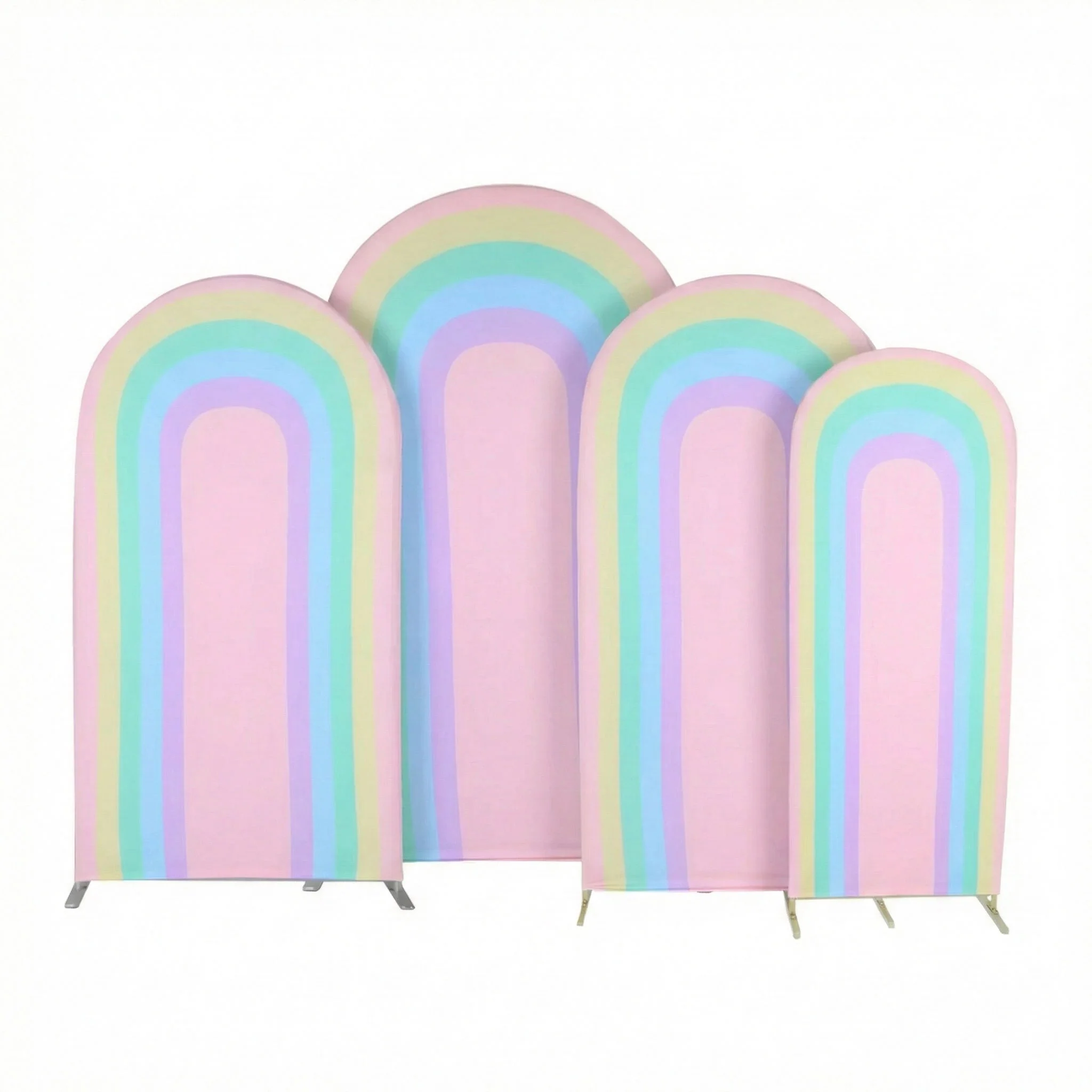 Universal Fit Spandex Covers for All Trio Arch Backdrop Stand (4 pcs)  - Pastel Rainbow