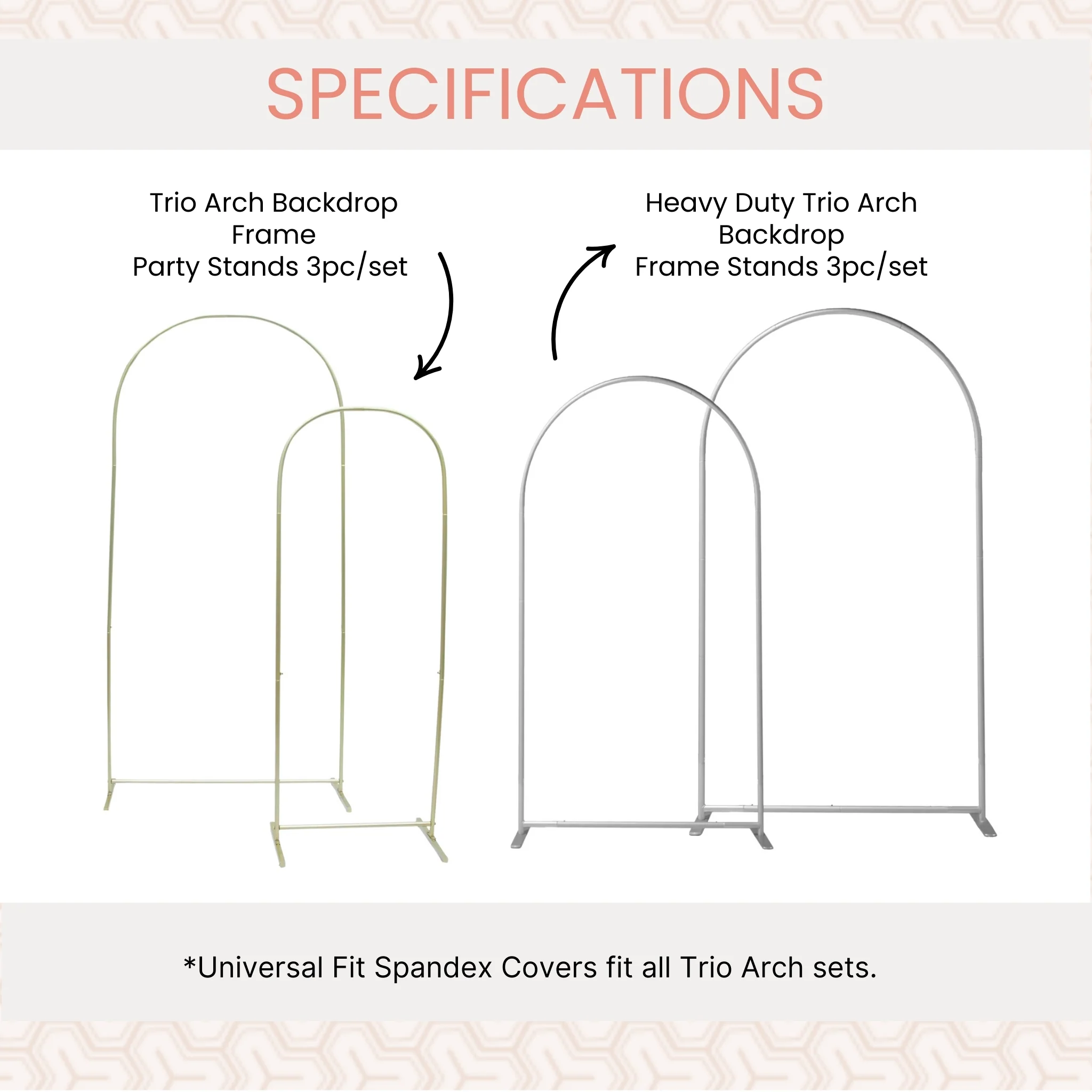 Universal Fit Spandex Covers for All Trio Arch Backdrop Stand (4 pcs)  - Blush/Rose Gold - Image 2