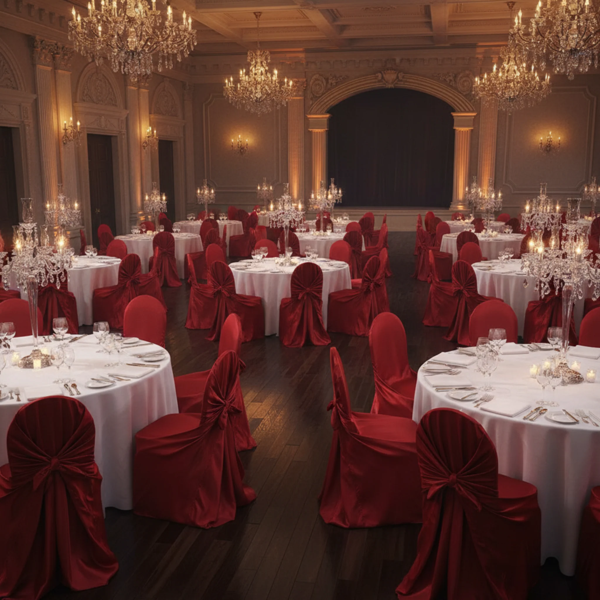 Universal Satin Self Tie Chair Cover - Apple Red - Image 3
