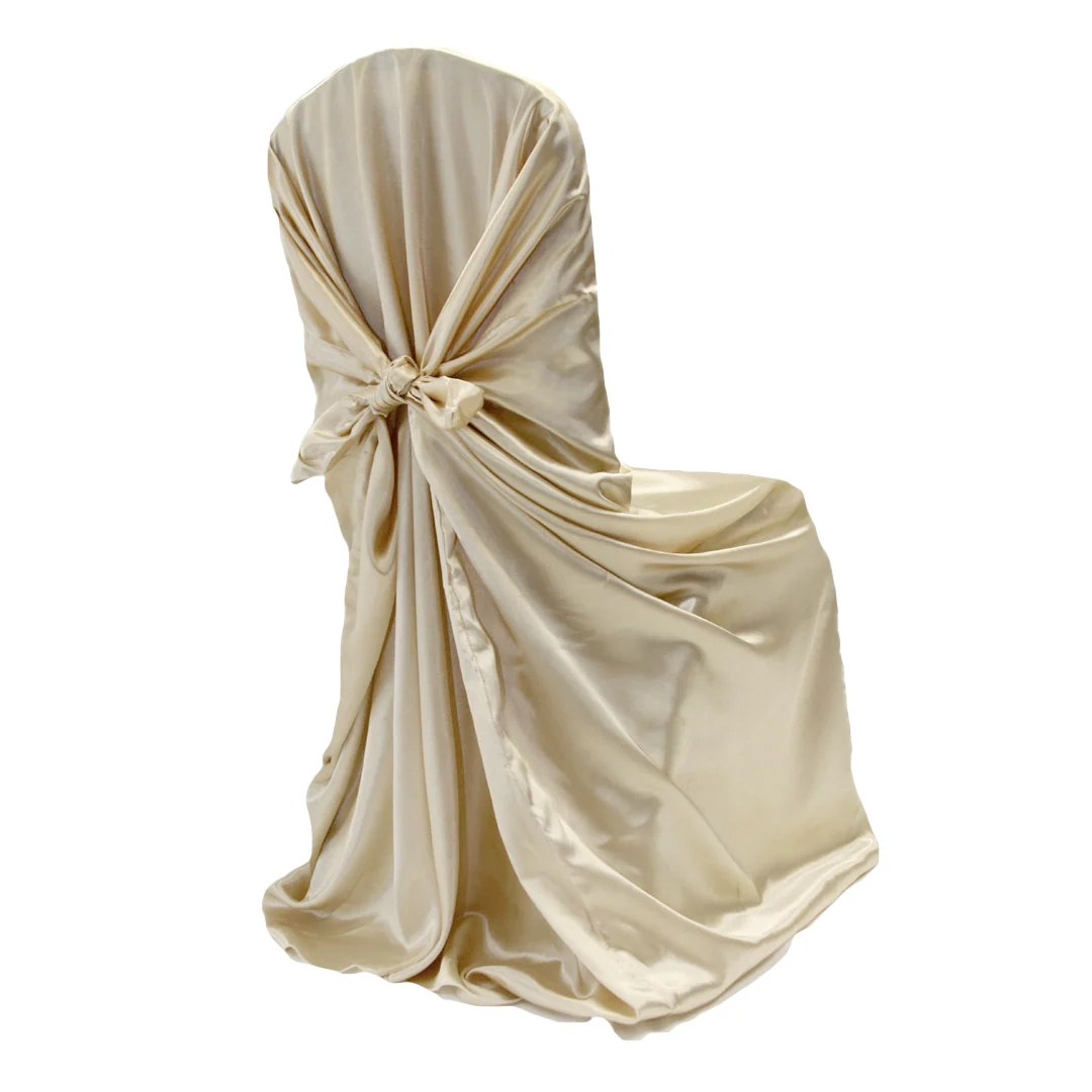 Universal Satin Self Tie Chair Cover - Champagne - Image 2