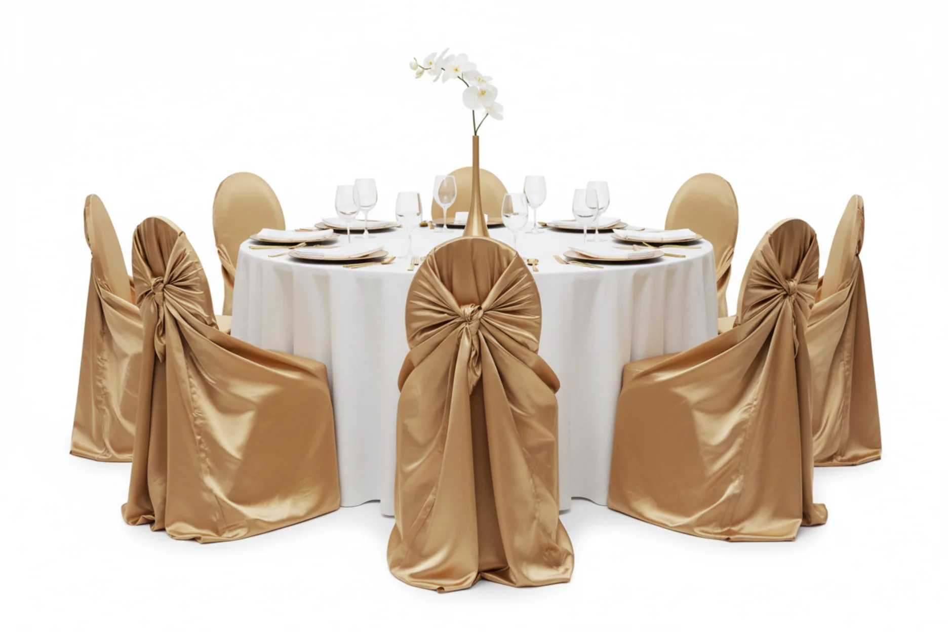 Universal Satin Self Tie Chair Cover - Gold Antique - Image 3