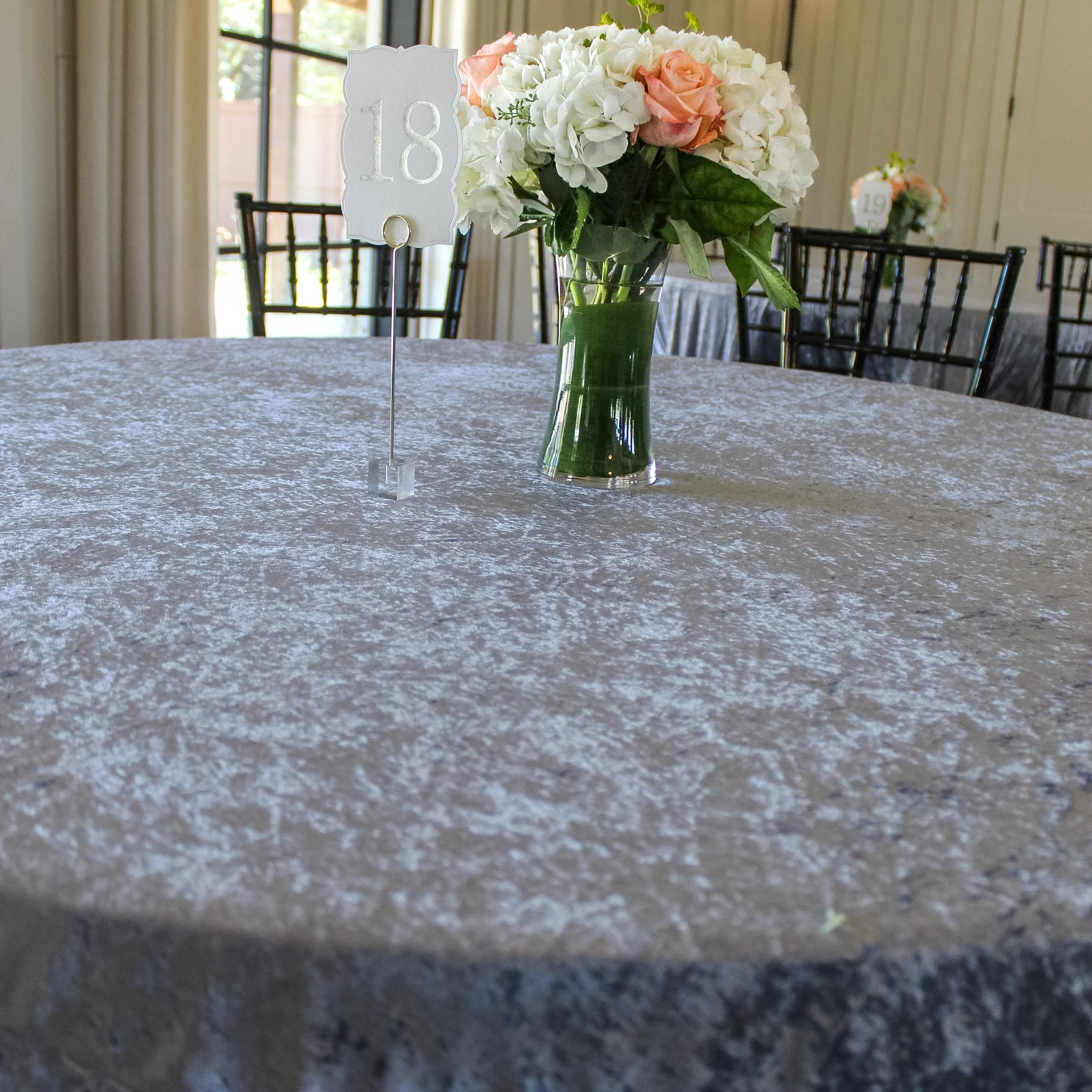 Velvet 108" Round Tablecloth - Dusty Blue - Image 4