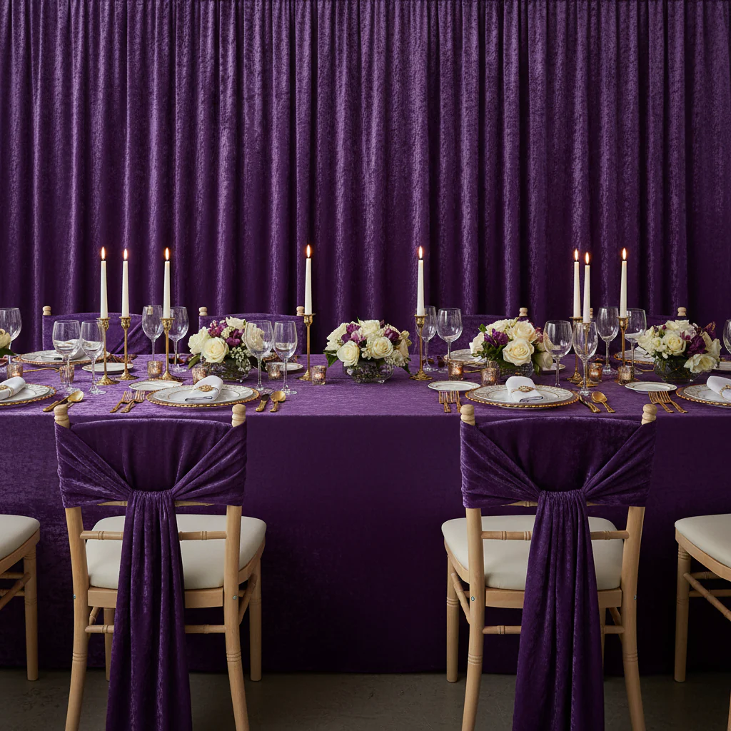 Velvet 10ft H x 52" W Drape/Backdrop Curtain Panel - Purple - Image 6