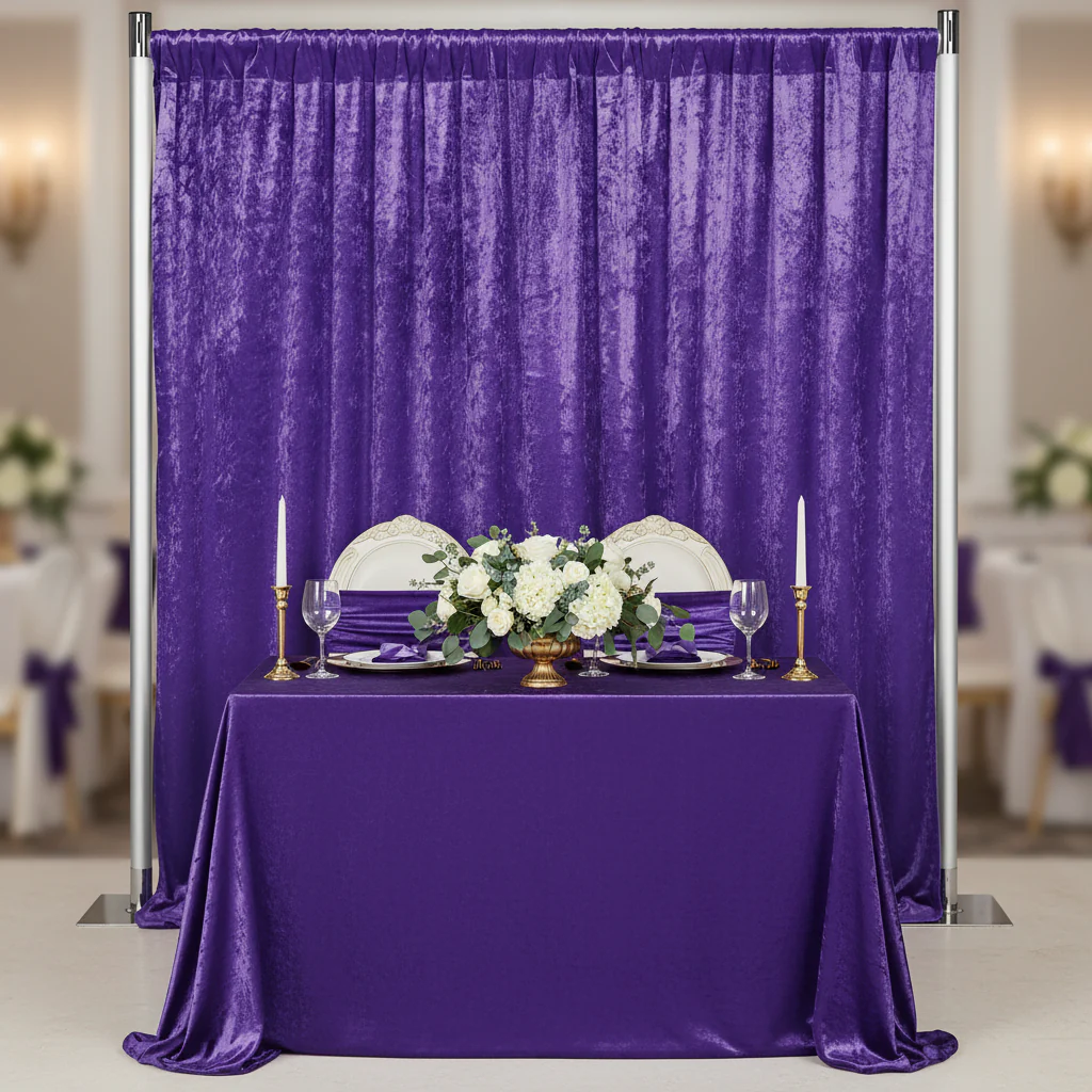 Velvet 10ft H x 52" W Drape/Backdrop Curtain Panel - Purple - Image 7