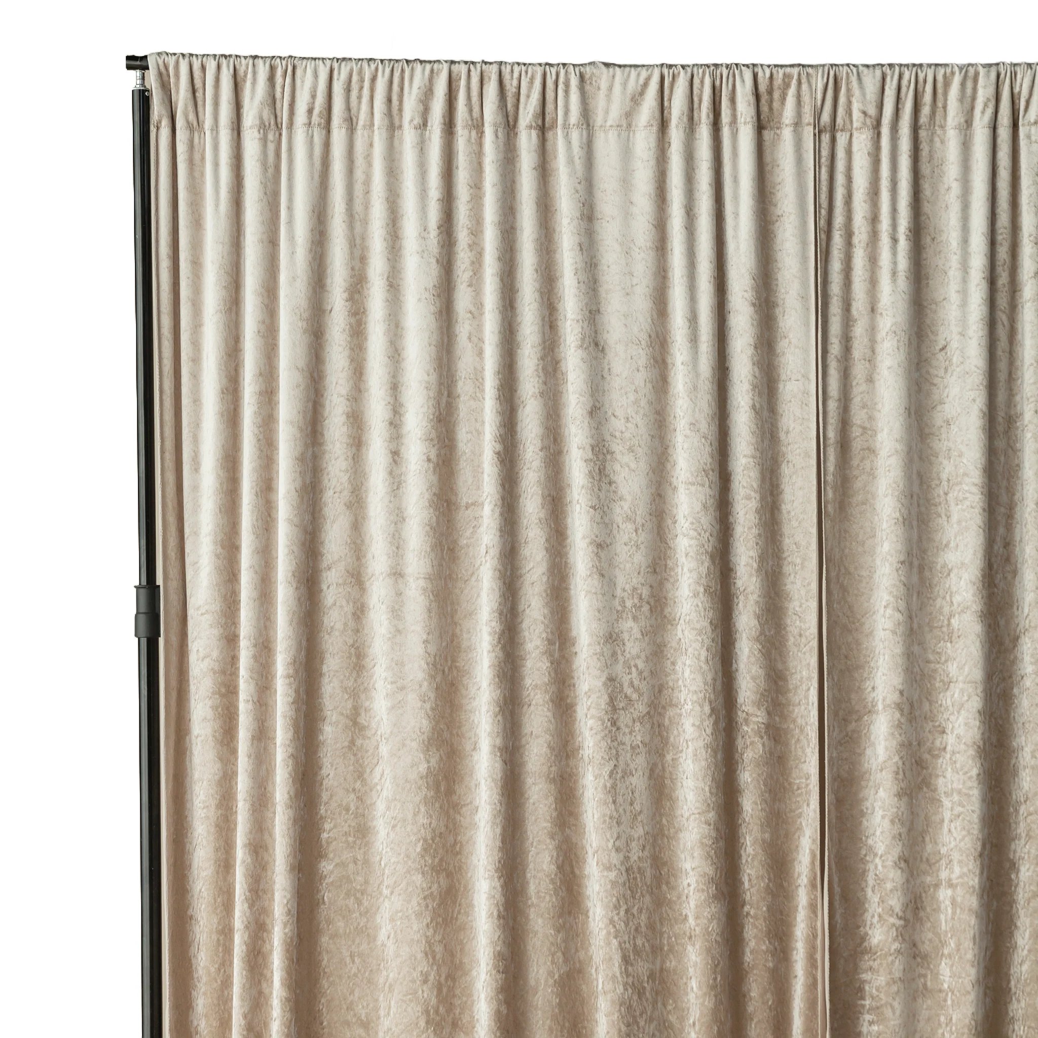 Velvet 10ft H x 52" W Drape/Backdrop Curtain Panel - Taupe