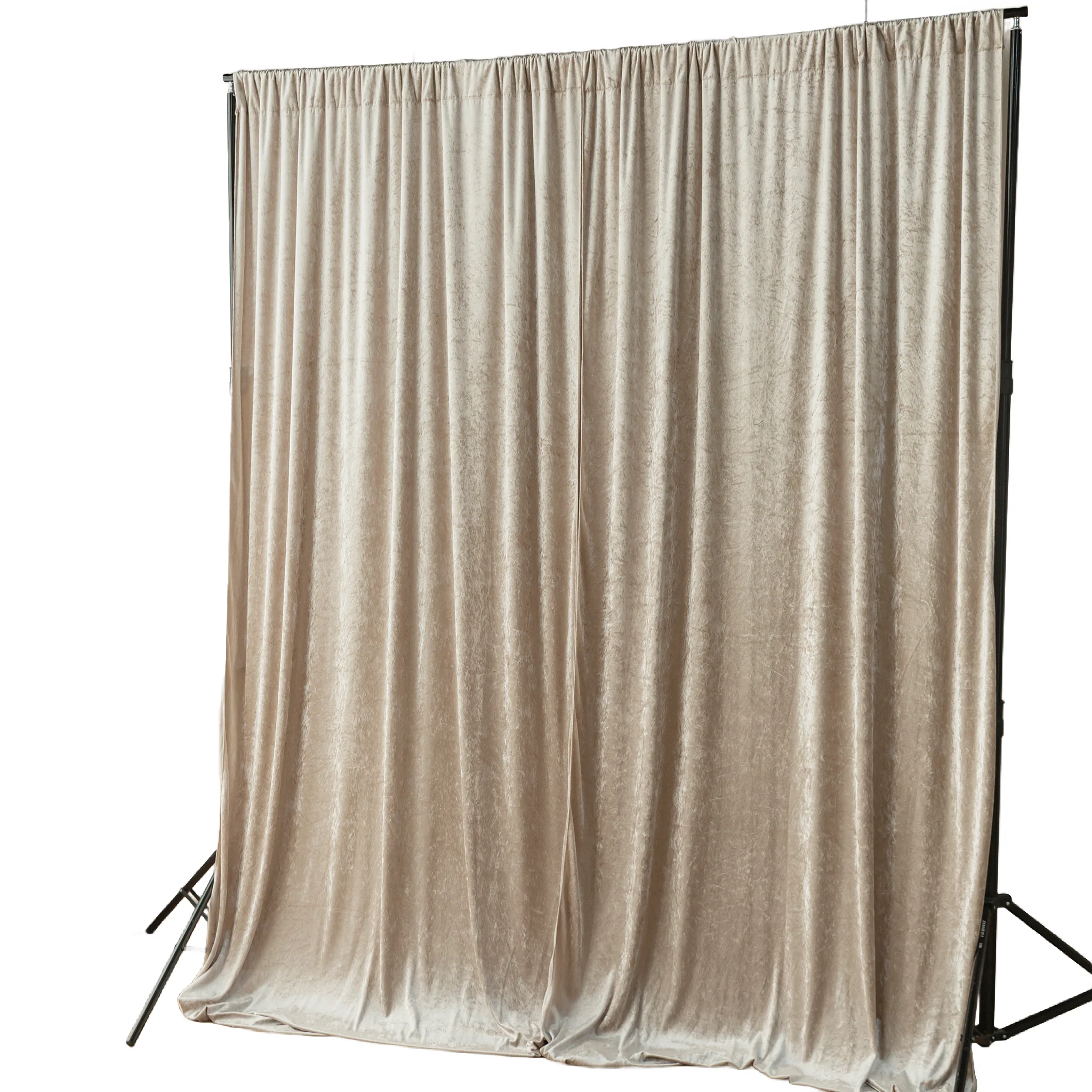 Velvet 10ft H x 52" W Drape/Backdrop Curtain Panel - Taupe - Image 6