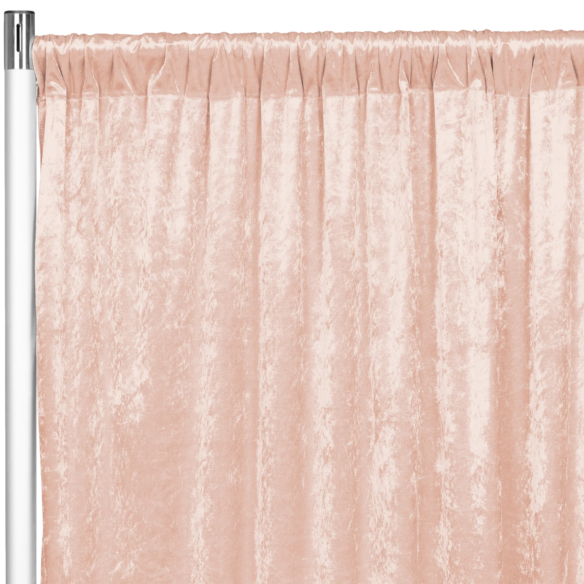 Velvet 10ft H x 52" W Drape/Backdrop Curtain Panel - Blush/Rose Gold - Image 2