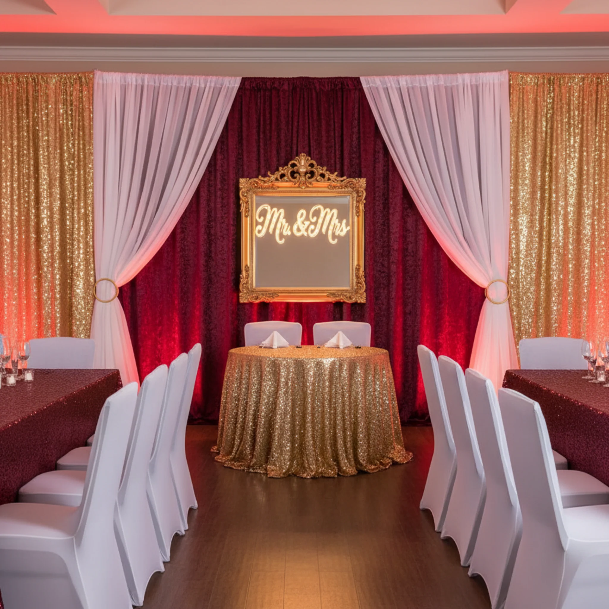 Velvet 10ft H x 52" W Drape/Backdrop Curtain Panel - Burgundy - Image 2
