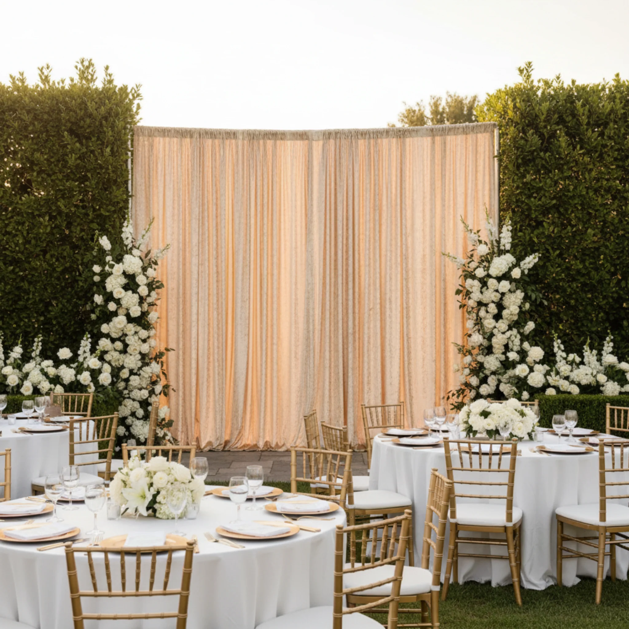 Velvet 10ft H x 52" W Drape/Backdrop Curtain Panel - Champagne - Image 2