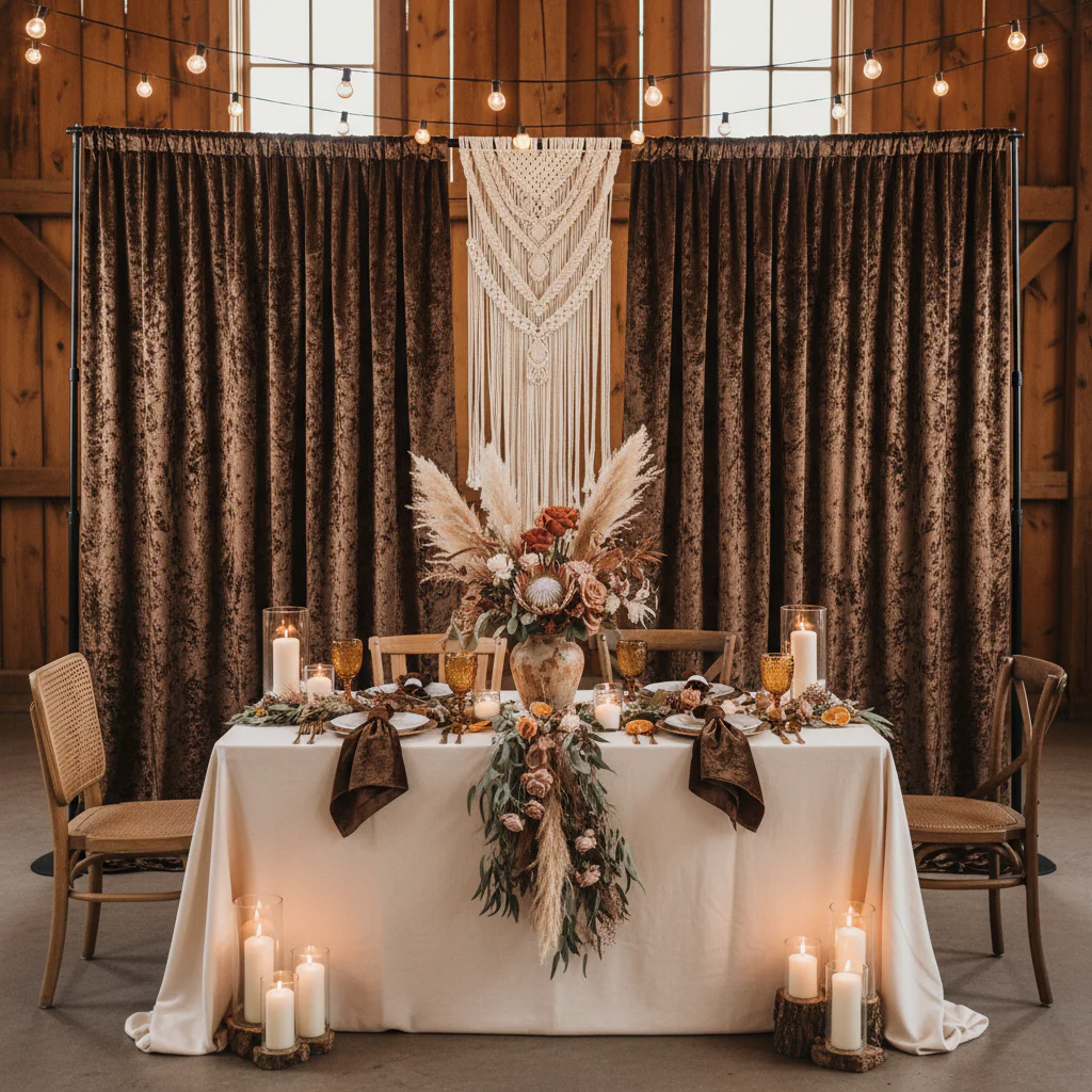 Velvet 10ft H x 52" W Drape/Backdrop Curtain Panel - Chocolate - Image 3