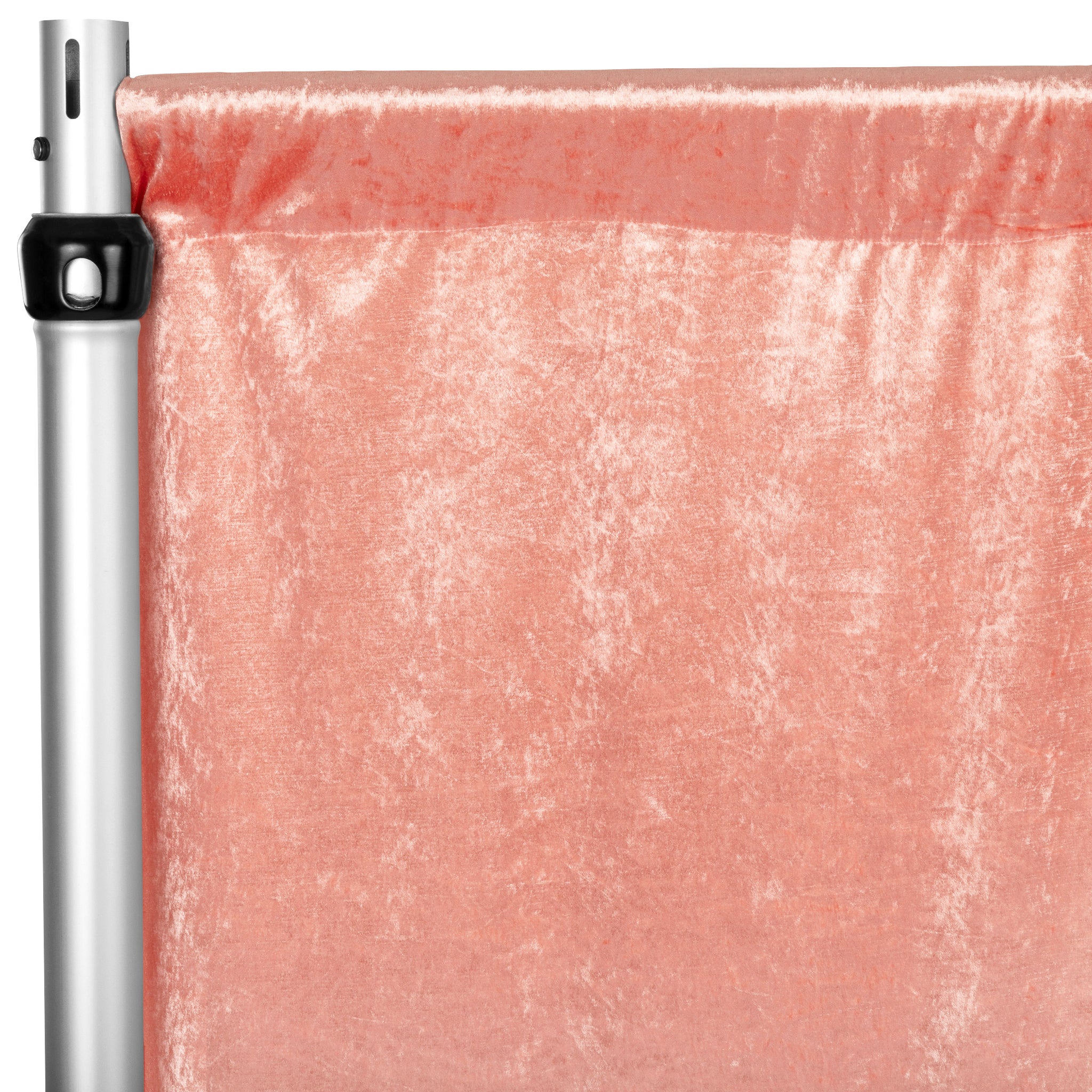 Velvet 10ft H x 52" W Drape/Backdrop Curtain Panel - Coral - Image 2