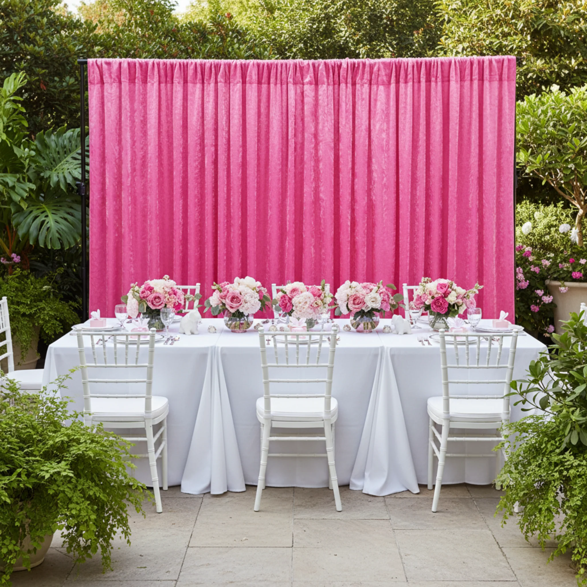 Velvet 10ft H x 52" W Drape/Backdrop Curtain Panel - Fuchsia - Image 3