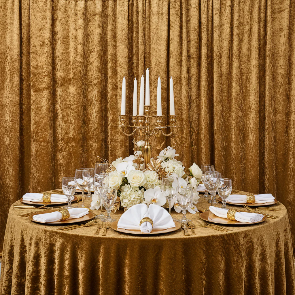 Velvet 10ft H x 52" W Drape/Backdrop Curtain Panel - Mustard Gold - Image 2