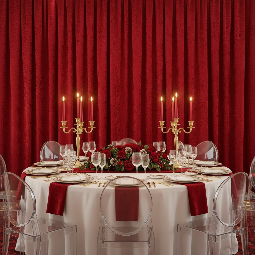 Velvet 10ft H x 52" W Drape/Backdrop Curtain Panel - Red - Image 2