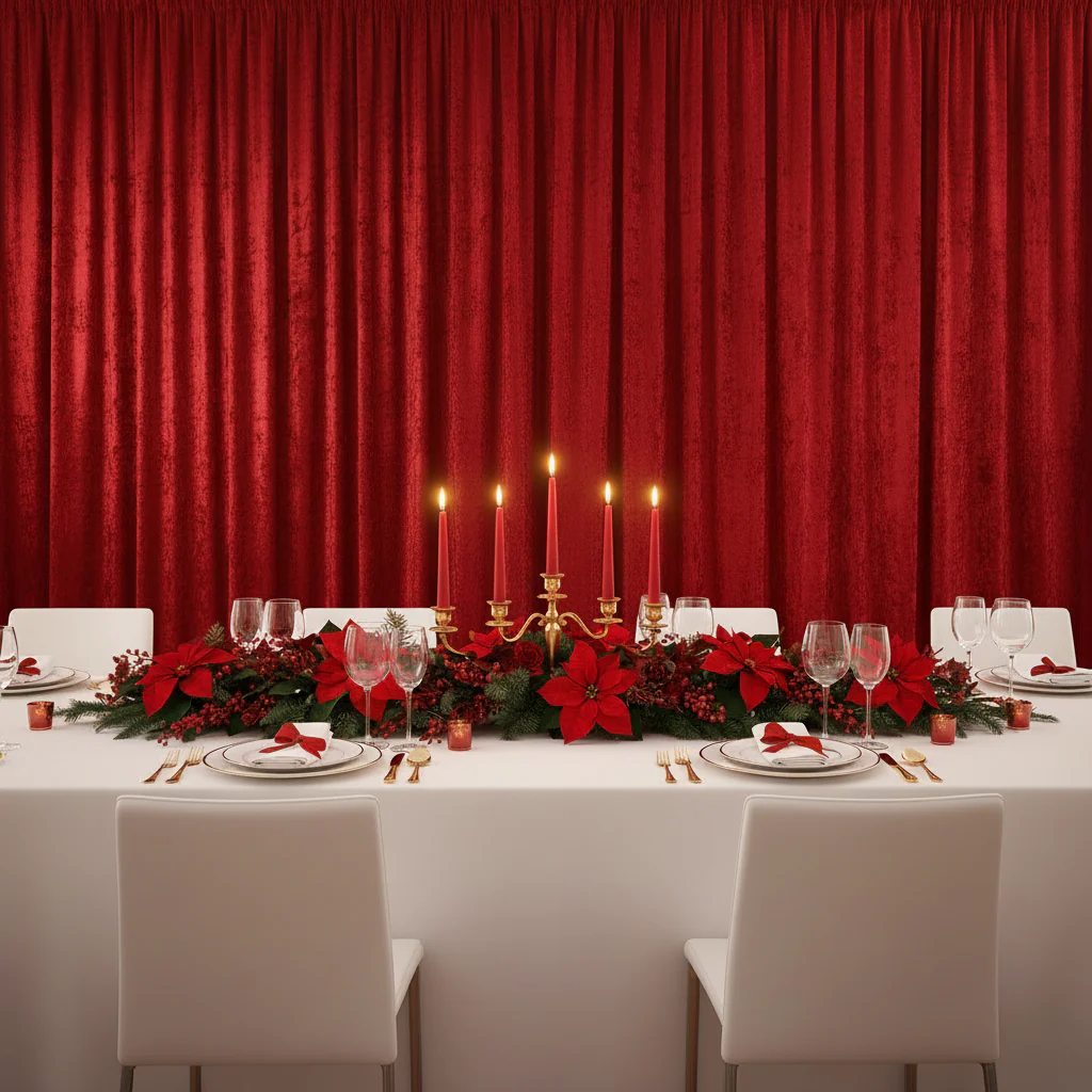 Velvet 10ft H x 52" W Drape/Backdrop Curtain Panel - Red - Image 3