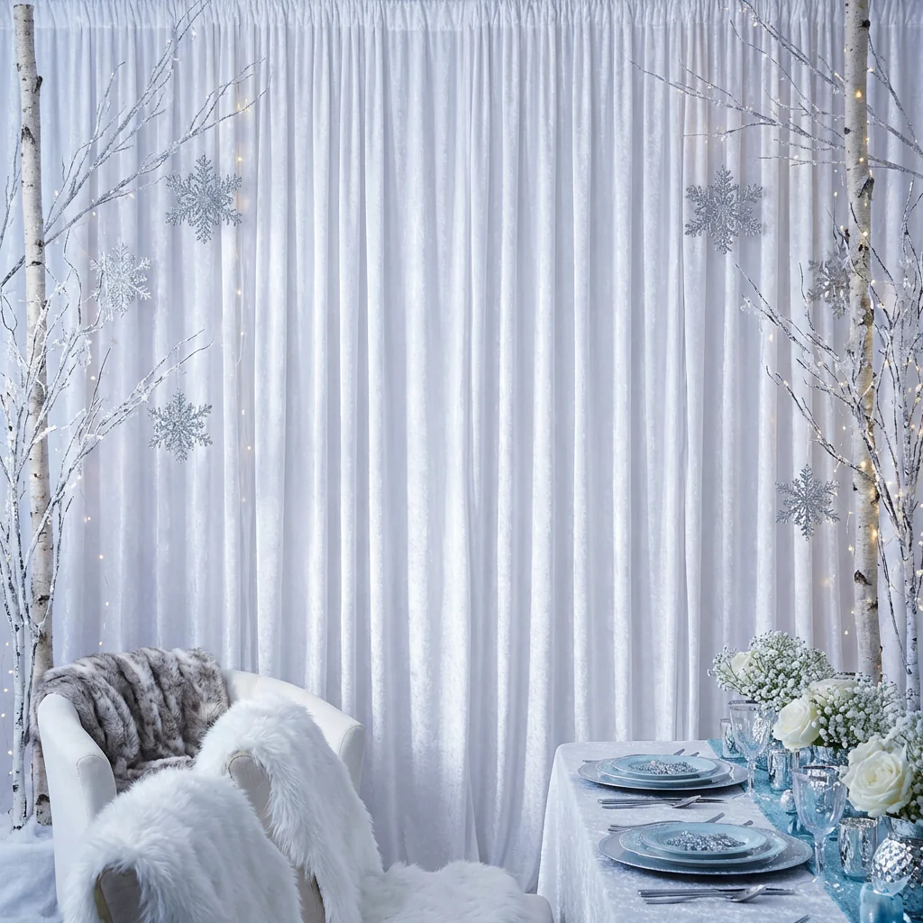 Velvet 10ft H x 52" W Drape/Backdrop Curtain Panel - White - Image 3