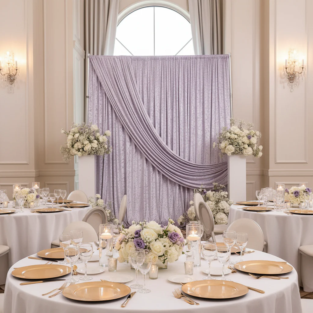 Velvet 10ft H x 52" W Drape/Backdrop Curtain Panel - Wisteria - Image 2
