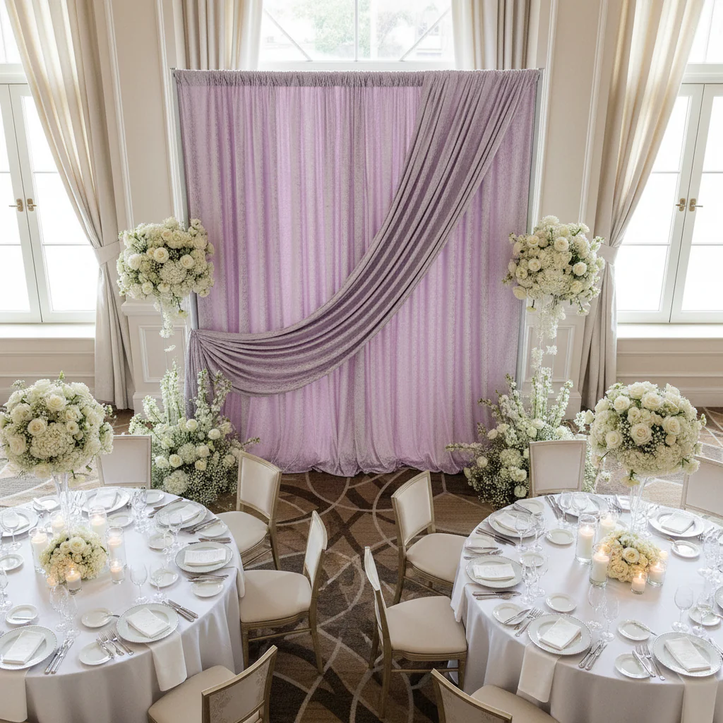 Velvet 10ft H x 52" W Drape/Backdrop Curtain Panel - Wisteria - Image 3