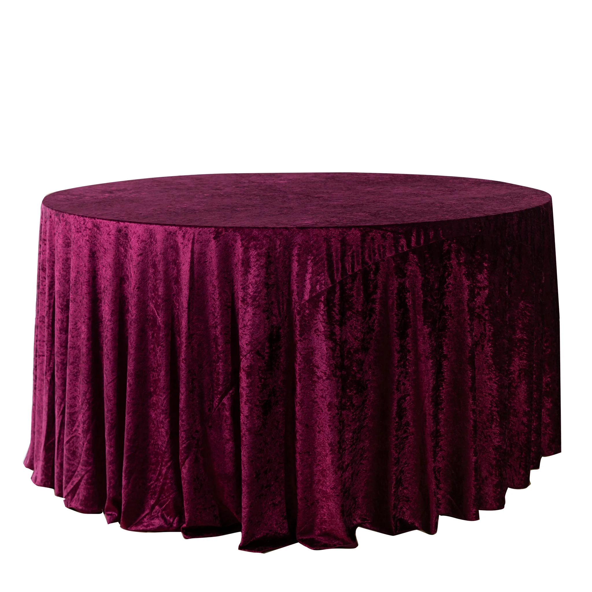 Velvet 120" Round Tablecloth - Cabernet