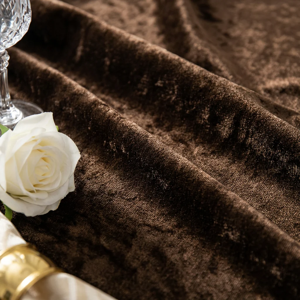 Velvet 120" Round Tablecloth - Chocolate - Image 4